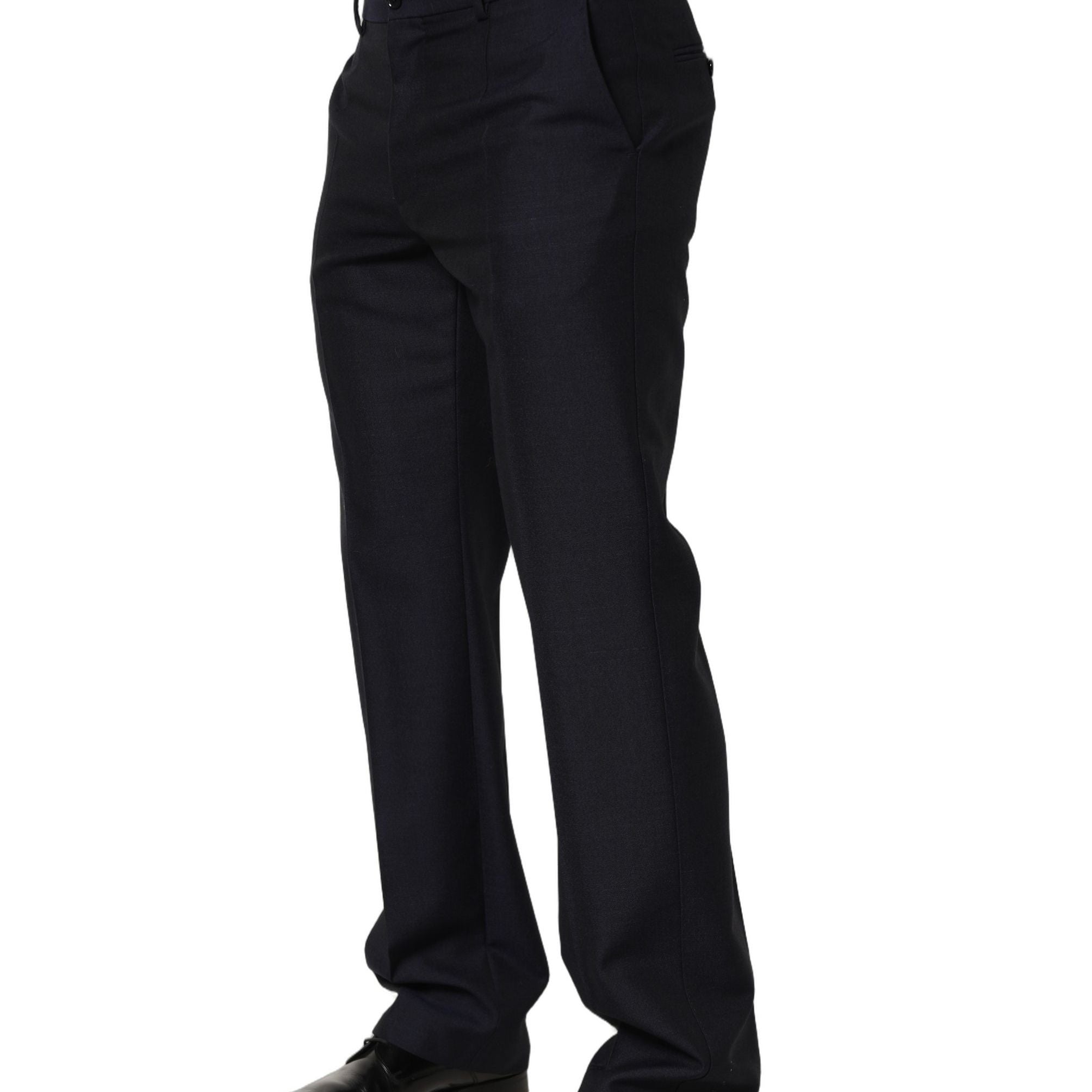 Dolce & Gabbana Black Wool Tapered Leg Dress Trouser Pants