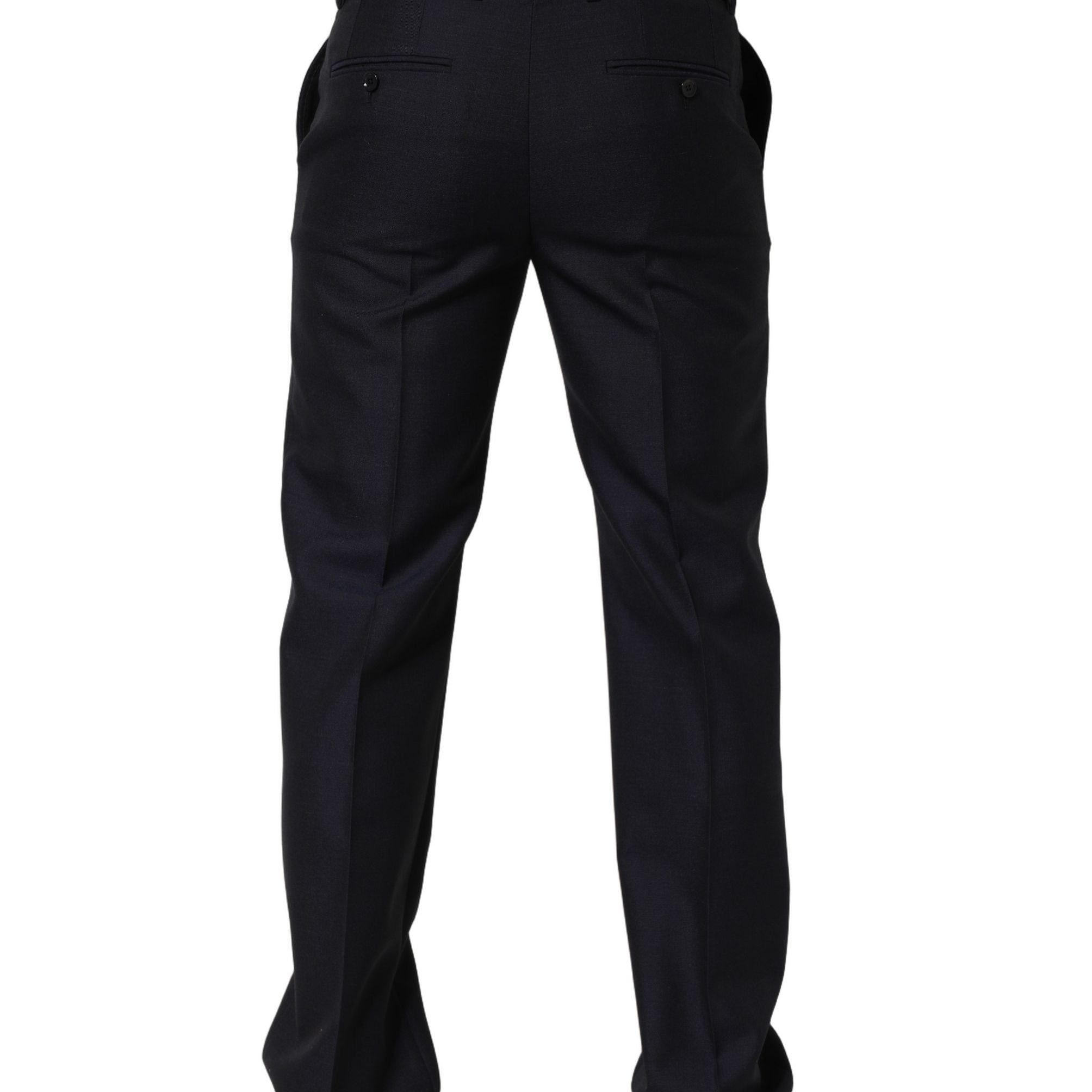 Dolce & Gabbana Black Wool Tapered Leg Dress Trouser Pants