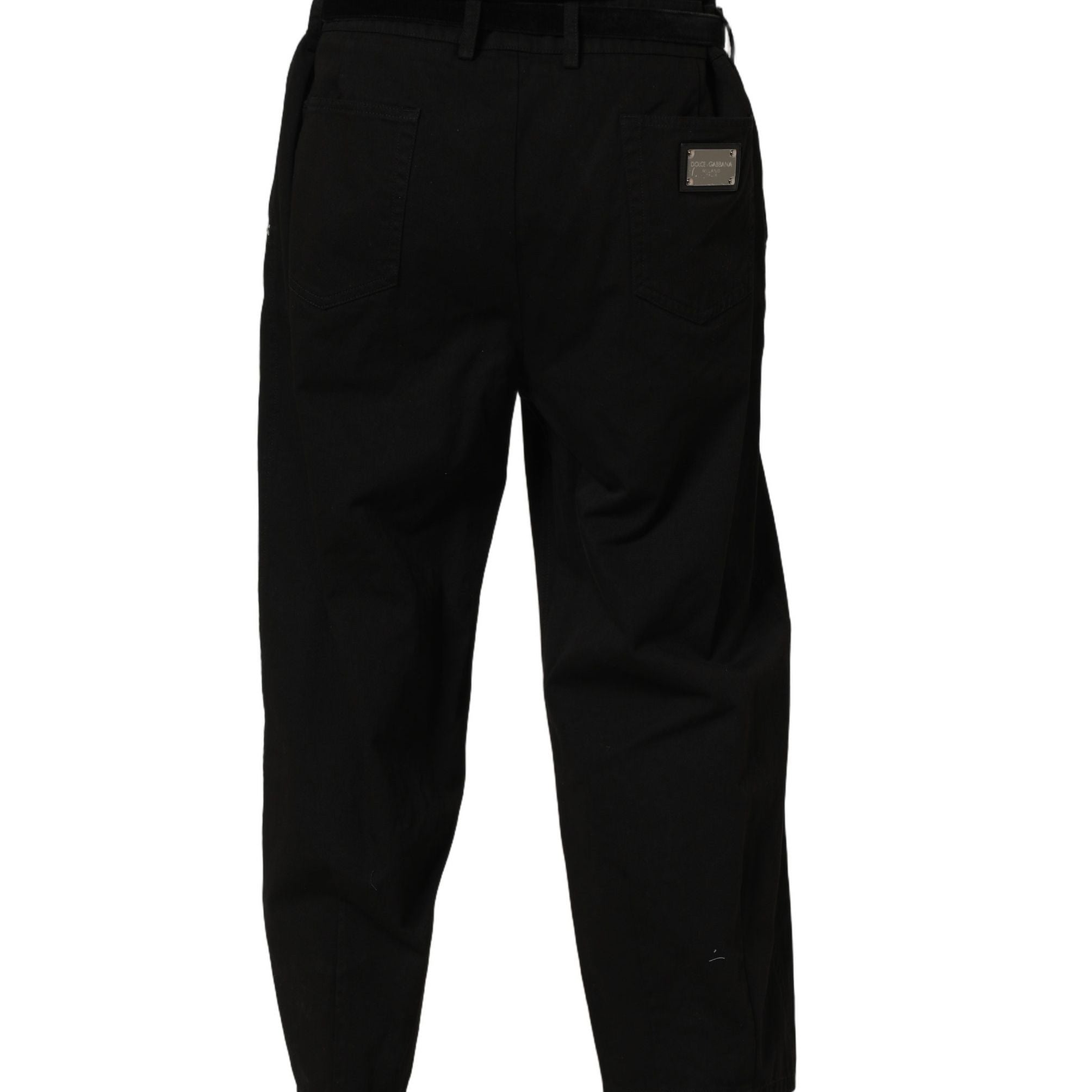 Dolce & Gabbana Black Mid Waist Straight Men Trouser Pants