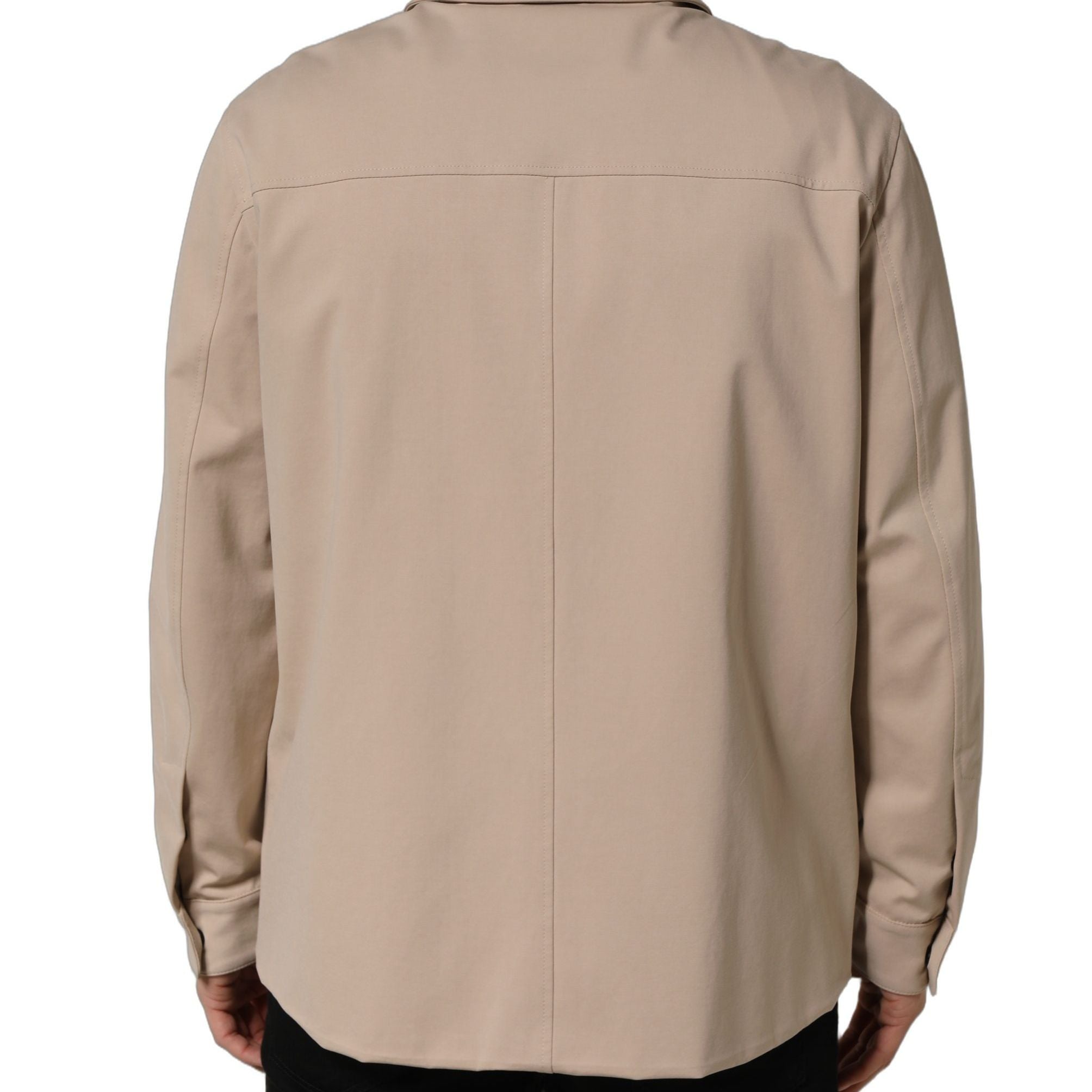 Dolce & Gabbana Beige Logo Overshirt Cotton Men Casual Shirt