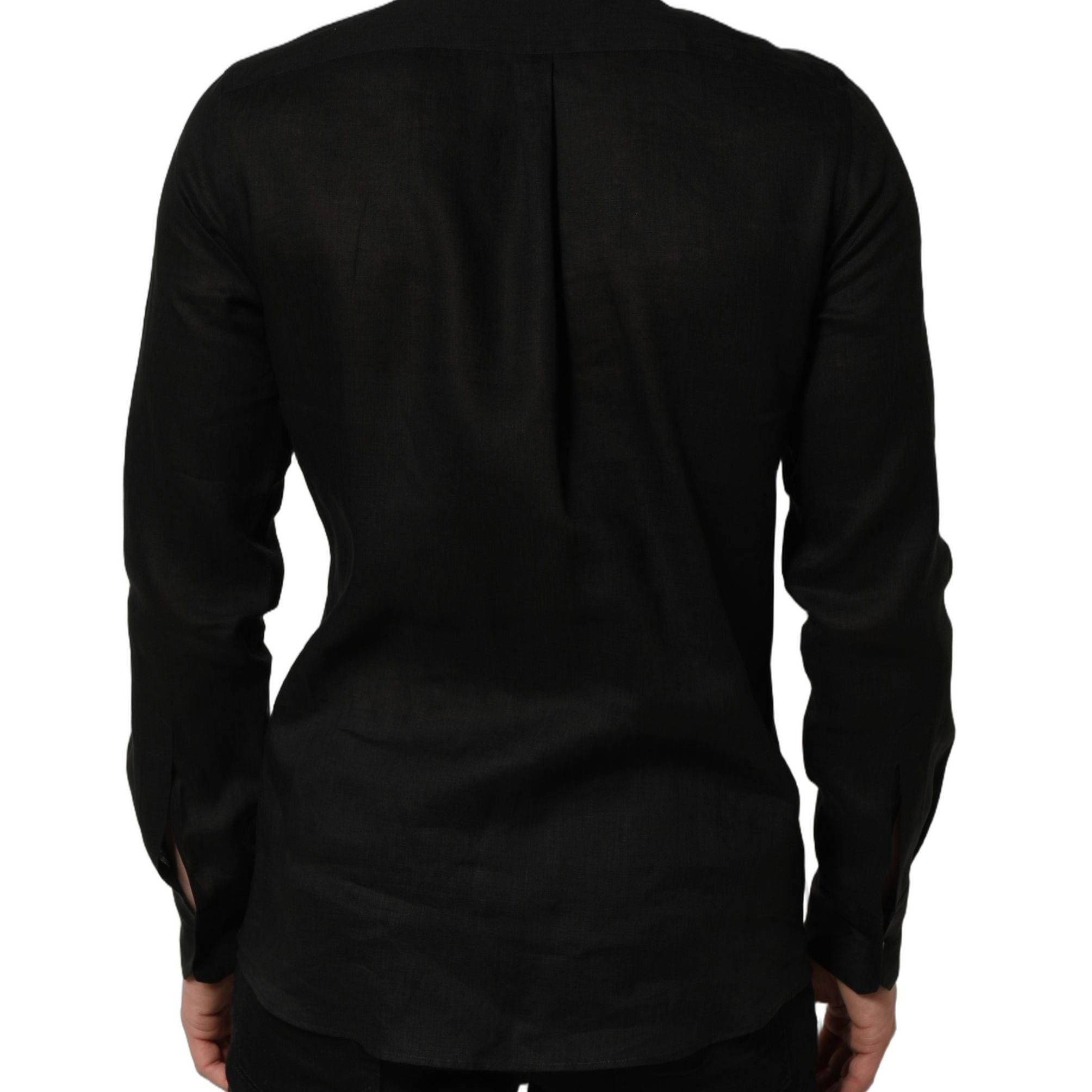 Dolce & Gabbana Black MARTINI Long Sleeves Linen Dess Shirt