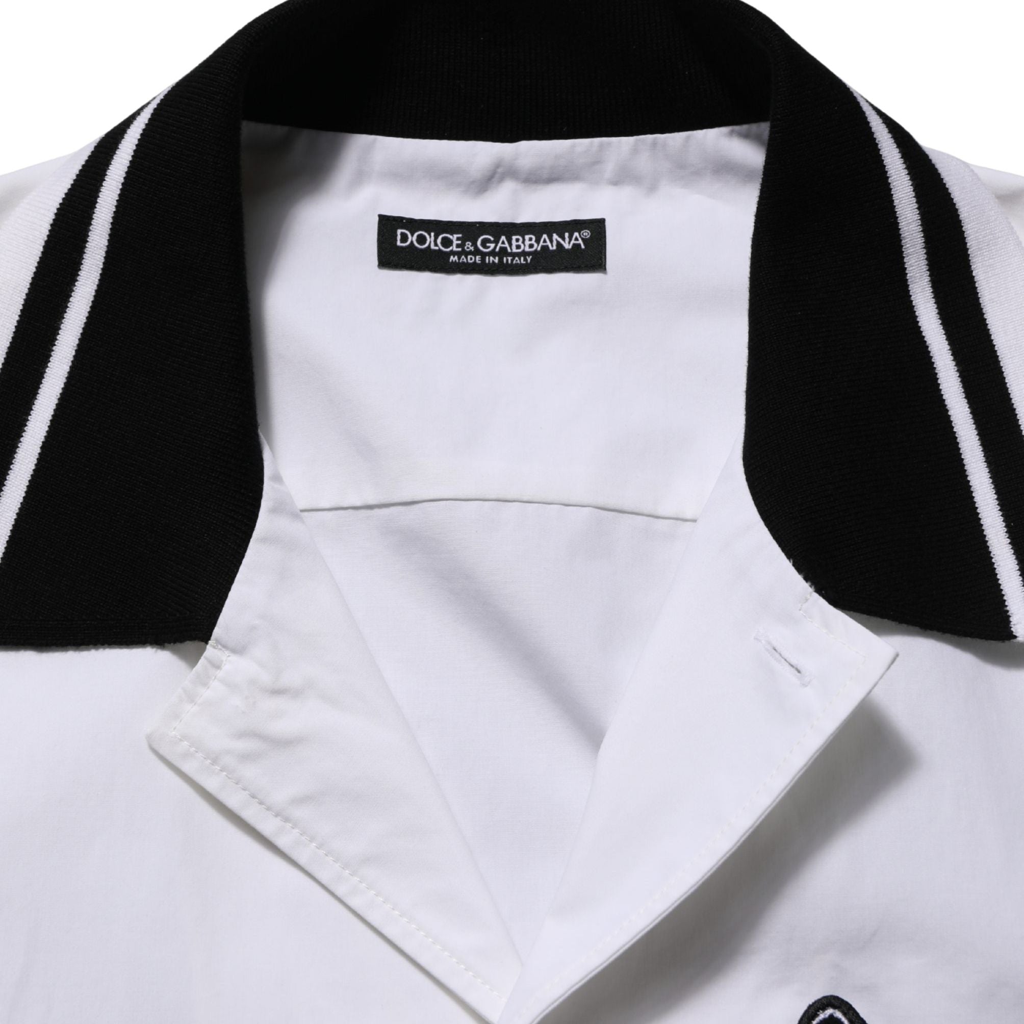 Dolce & Gabbana White LogoPatch Cotton Baseball Casual Shirt