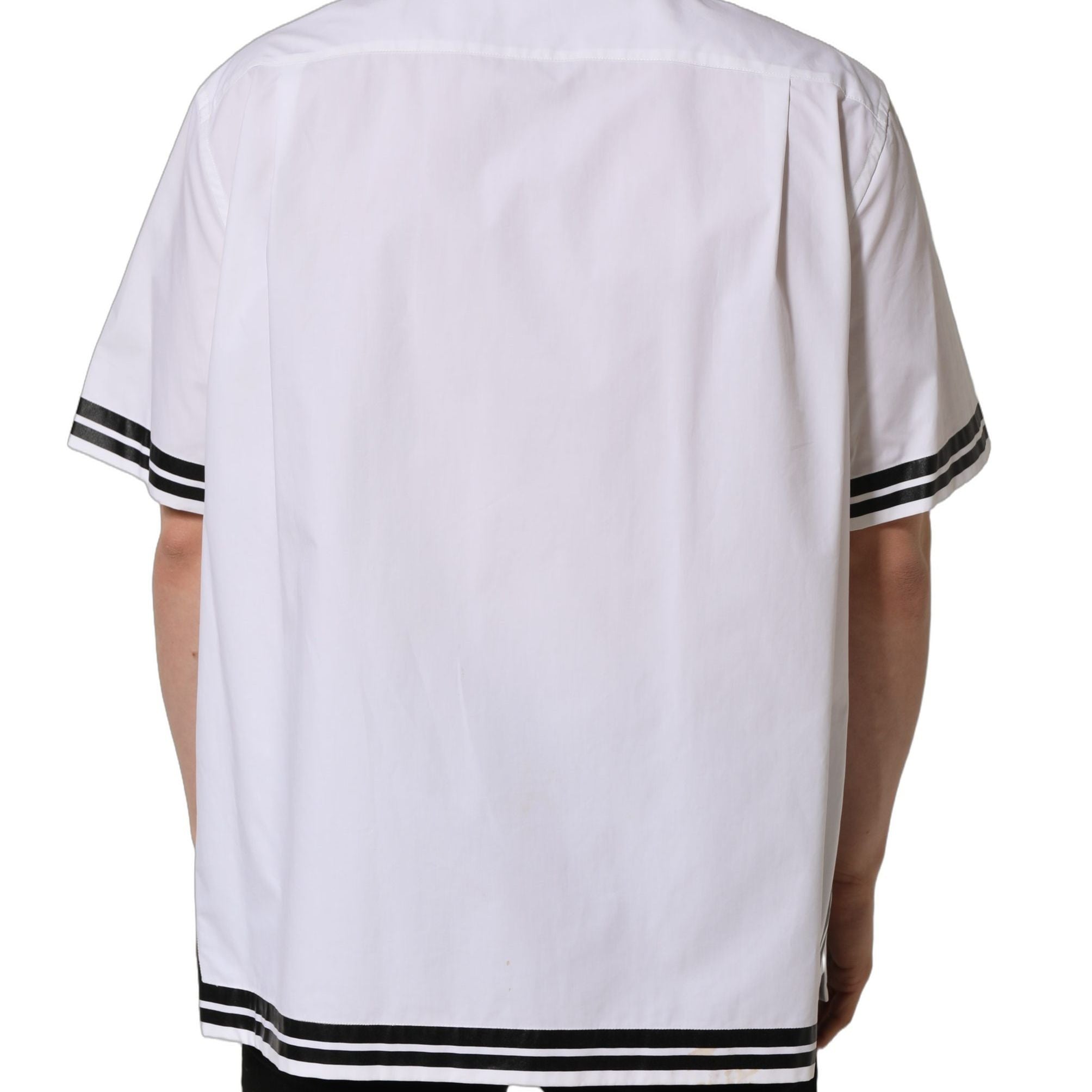 Dolce & Gabbana White LogoPatch Cotton Baseball Casual Shirt