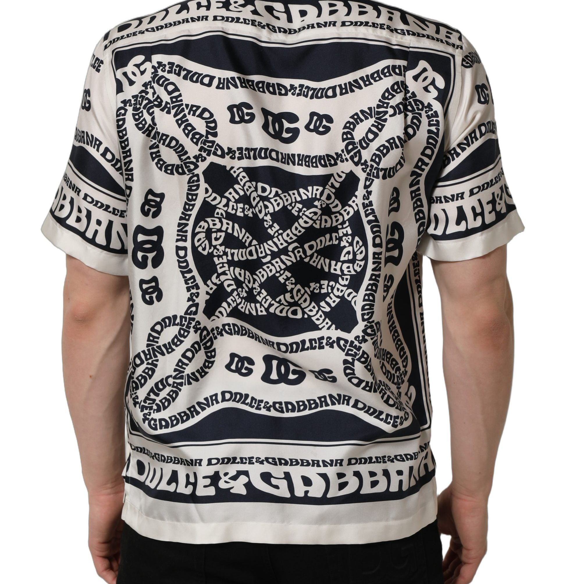 Dolce & Gabbana Black White Logo Bandana Short Sleeves Shirt