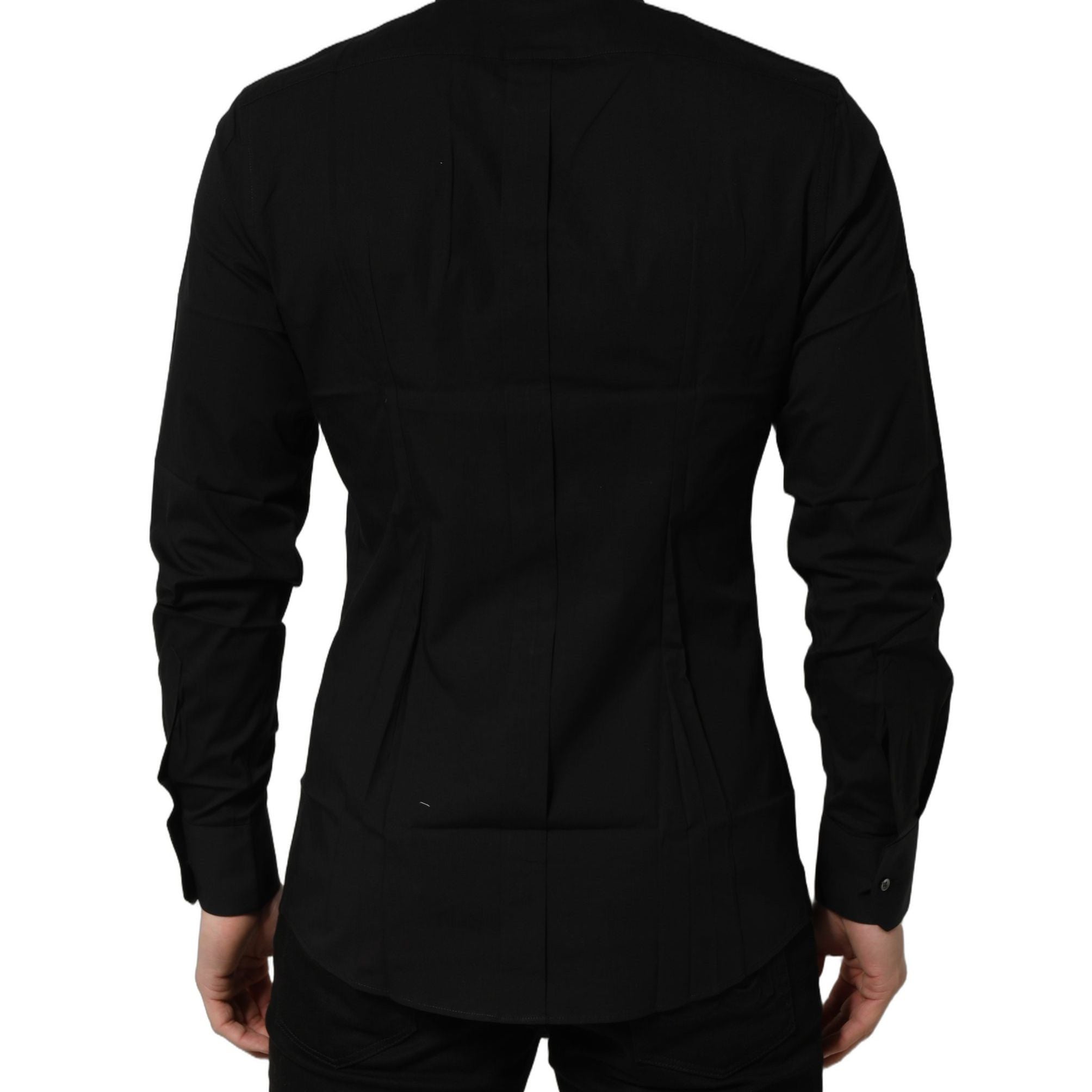 Dolce & Gabbana Black Cotton Stretch GOLD Fit Dress Shirt