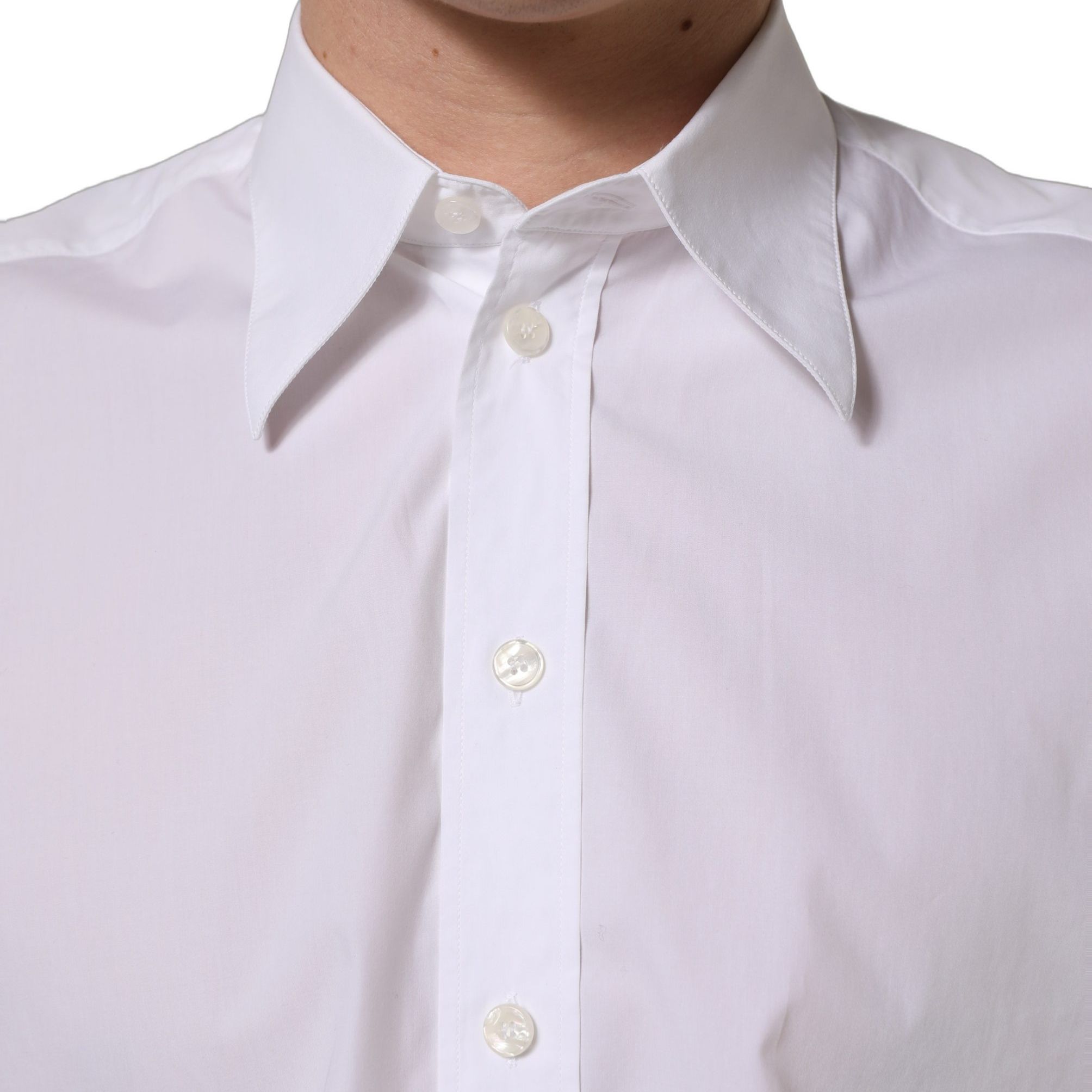 Dolce & Gabbana White Cotton Sleeveless Formal Dress Shirt