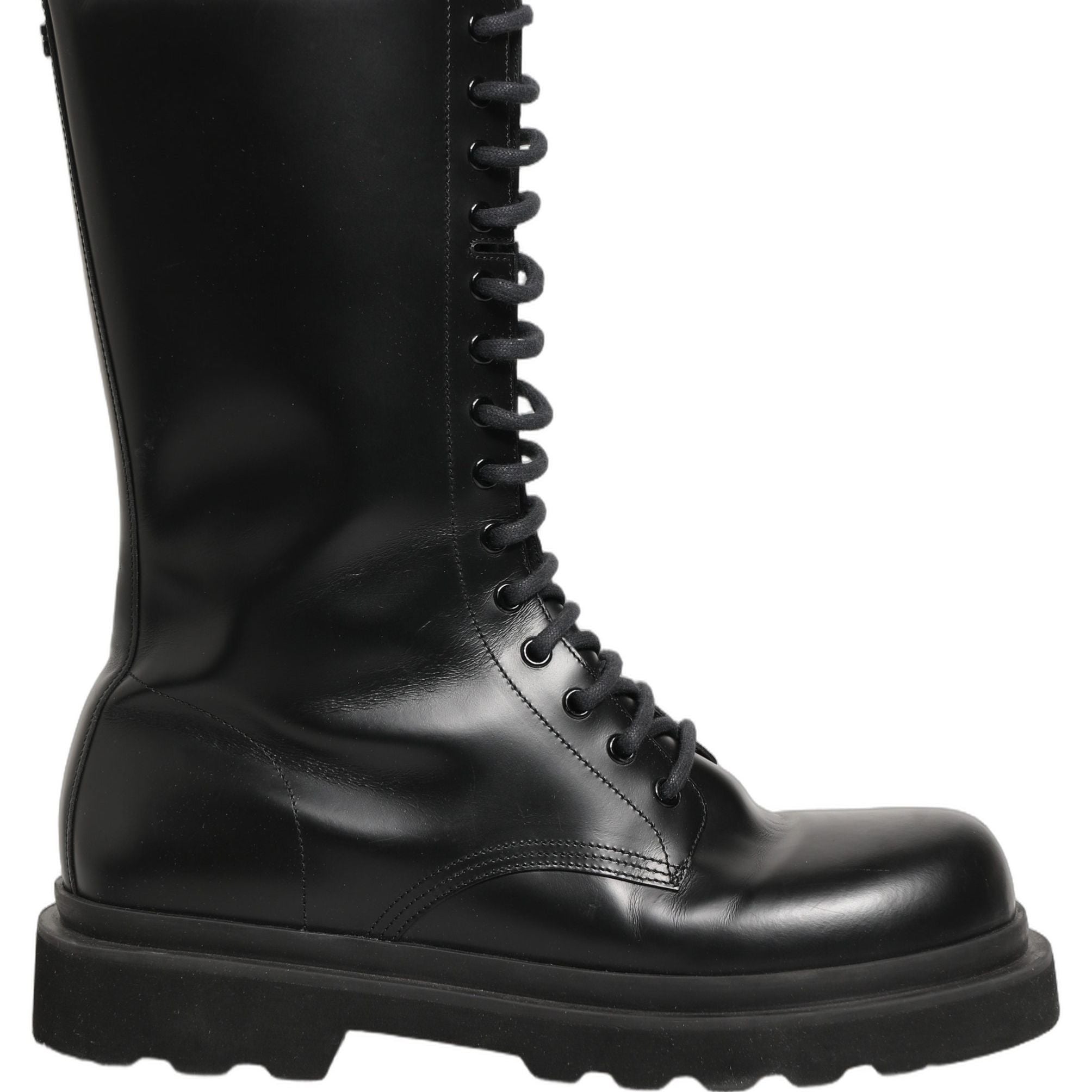 Dolce & Gabbana Black Leather Lace Up Men Combat Boots Shoes