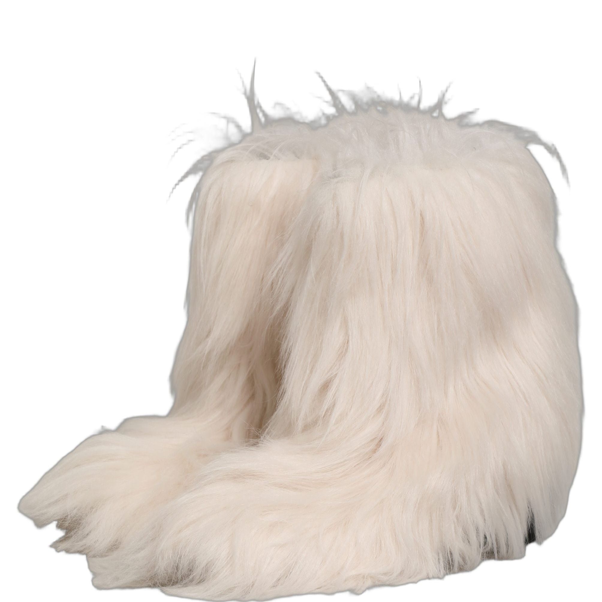 Dolce & Gabbana White Faux Fur Mid Calf Men Boots Shoes