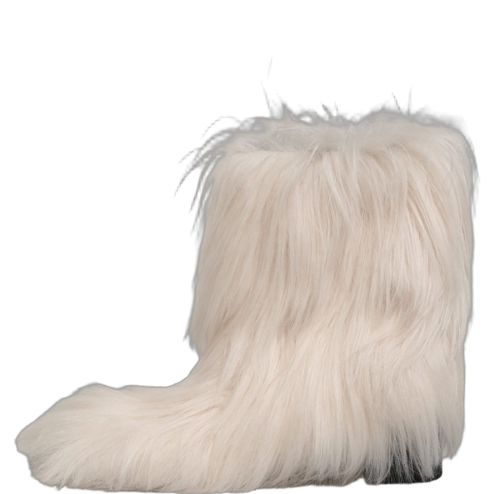 Dolce & Gabbana White Faux Fur Mid Calf Men Boots Shoes