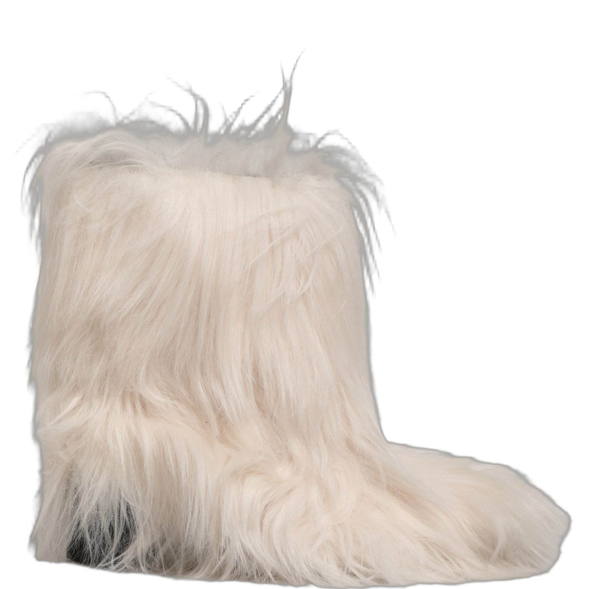 Dolce & Gabbana White Faux Fur Mid Calf Men Boots Shoes