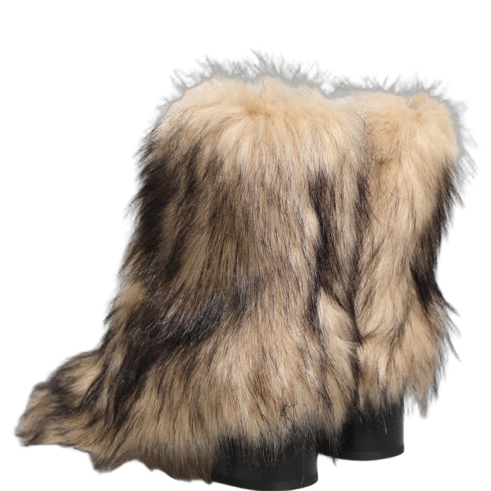 Dolce & Gabbana Brown Faux Fur Mid Calf Men Boots Shoes