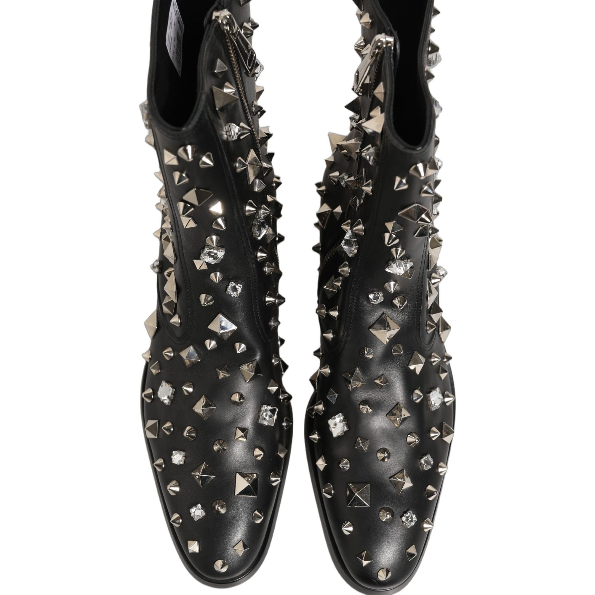 Dolce & Gabbana Black Crystal Embellished Short Boots Shoes