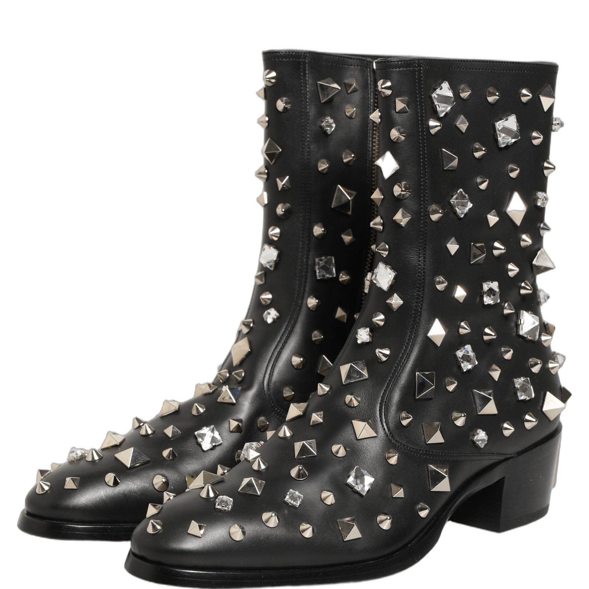 Dolce & Gabbana Black Crystal Embellished Short Boots Shoes