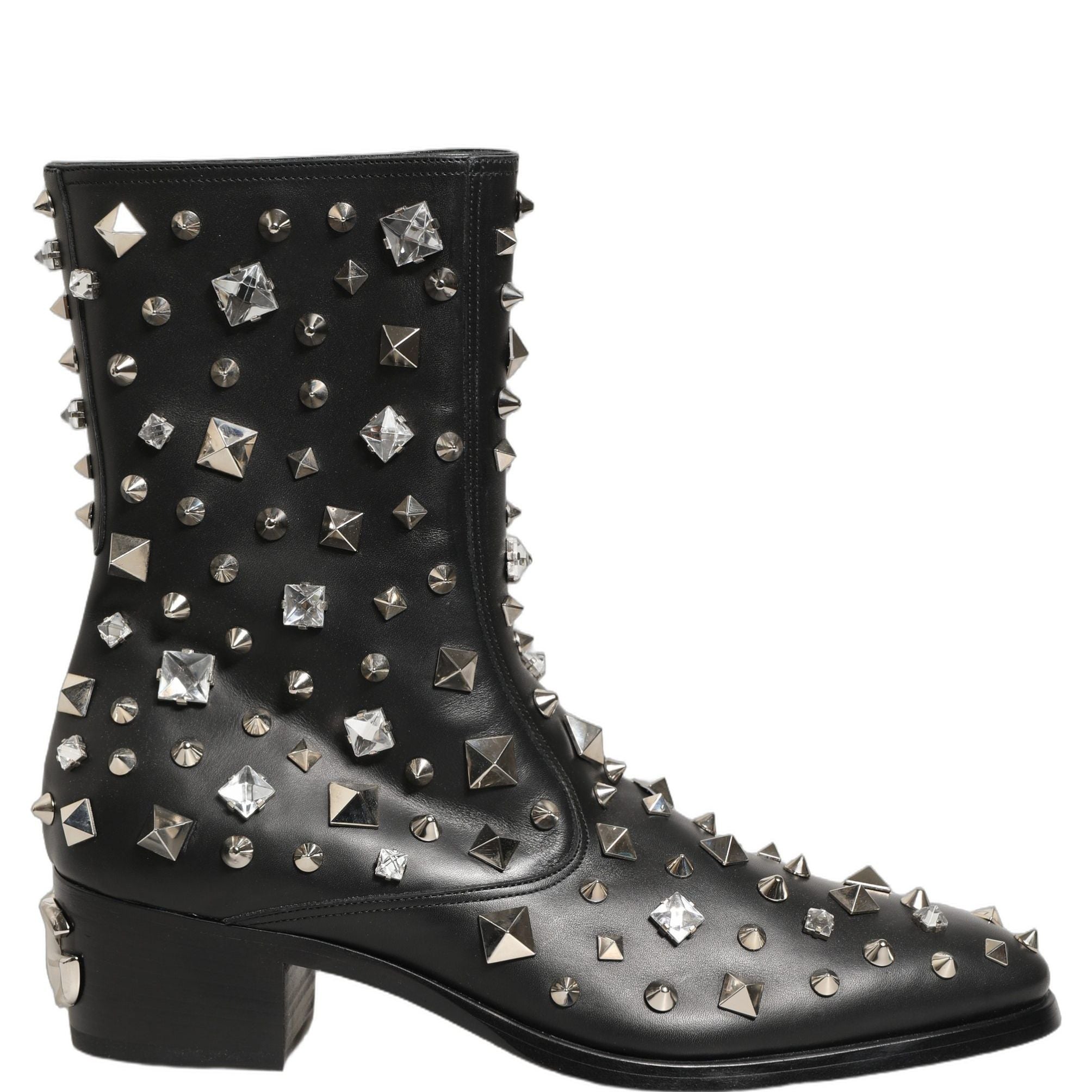 Dolce & Gabbana Black Crystal Embellished Short Boots Shoes