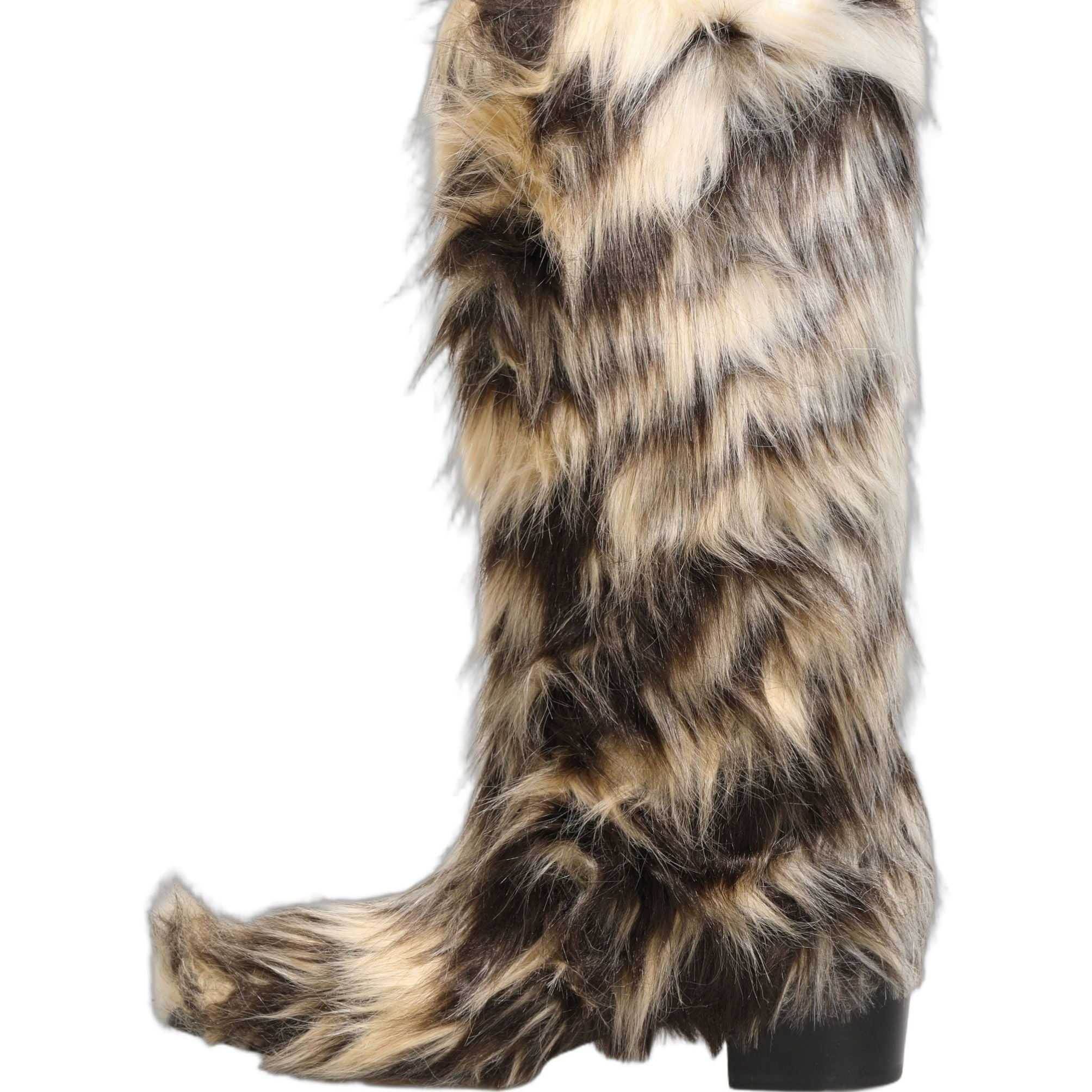 Dolce & Gabbana Multicolor Knee High Faux Fur Boots Shoes