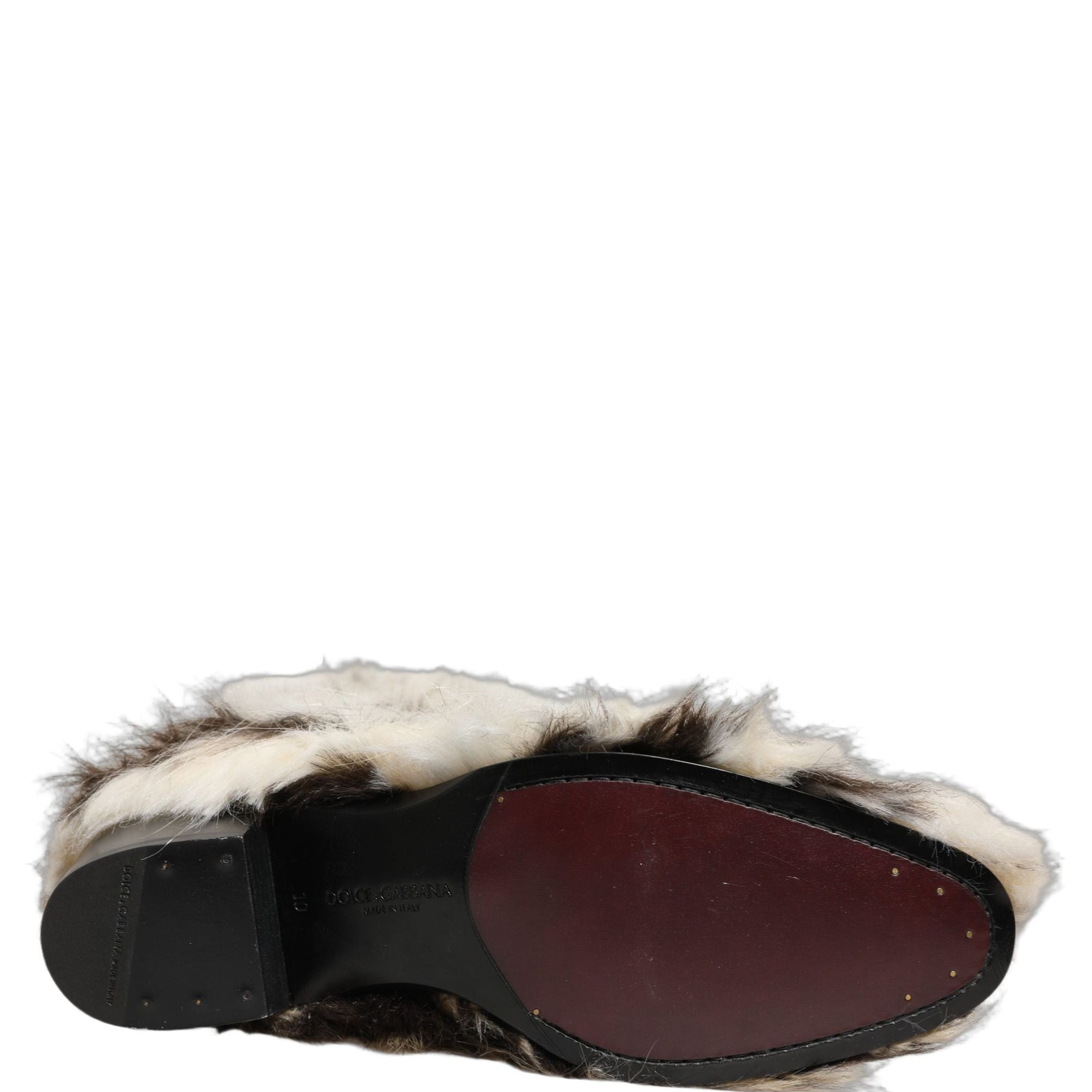 Dolce & Gabbana Multicolor Knee High Faux Fur Boots Shoes