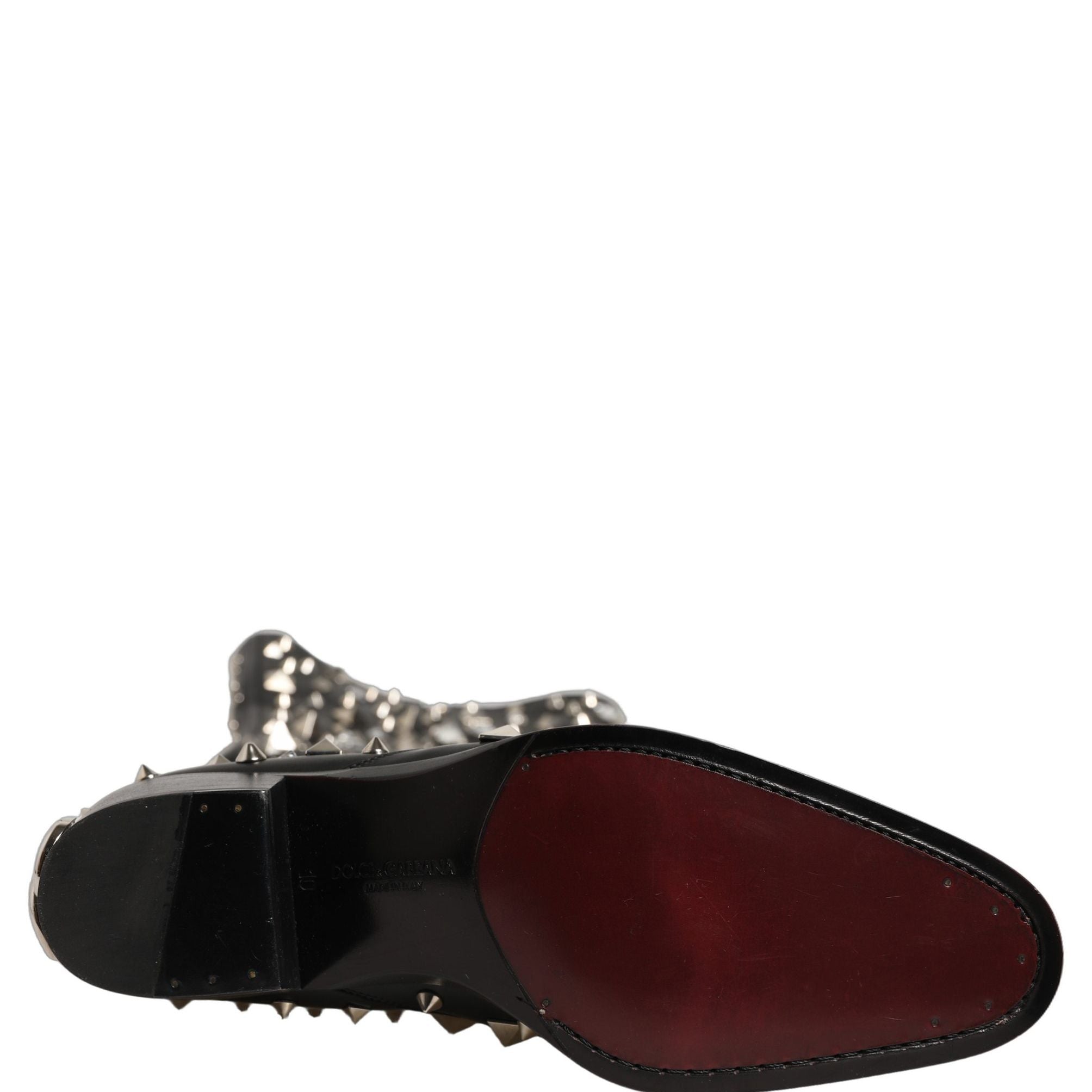Dolce & Gabbana Black Crystal Embellished High Boots Shoes