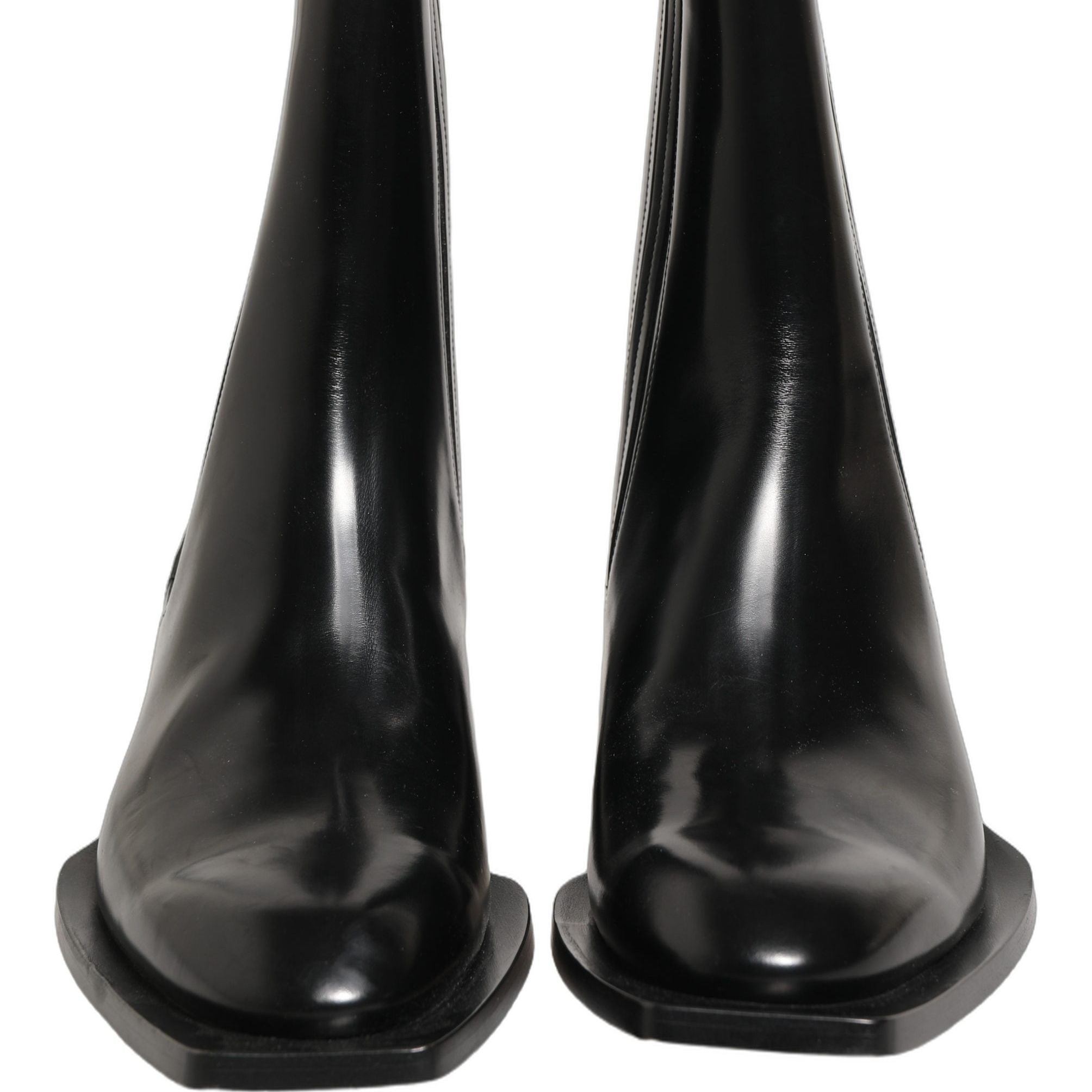 Dolce & Gabbana Black Leather Chelsea Mid Calf Boots Shoes
