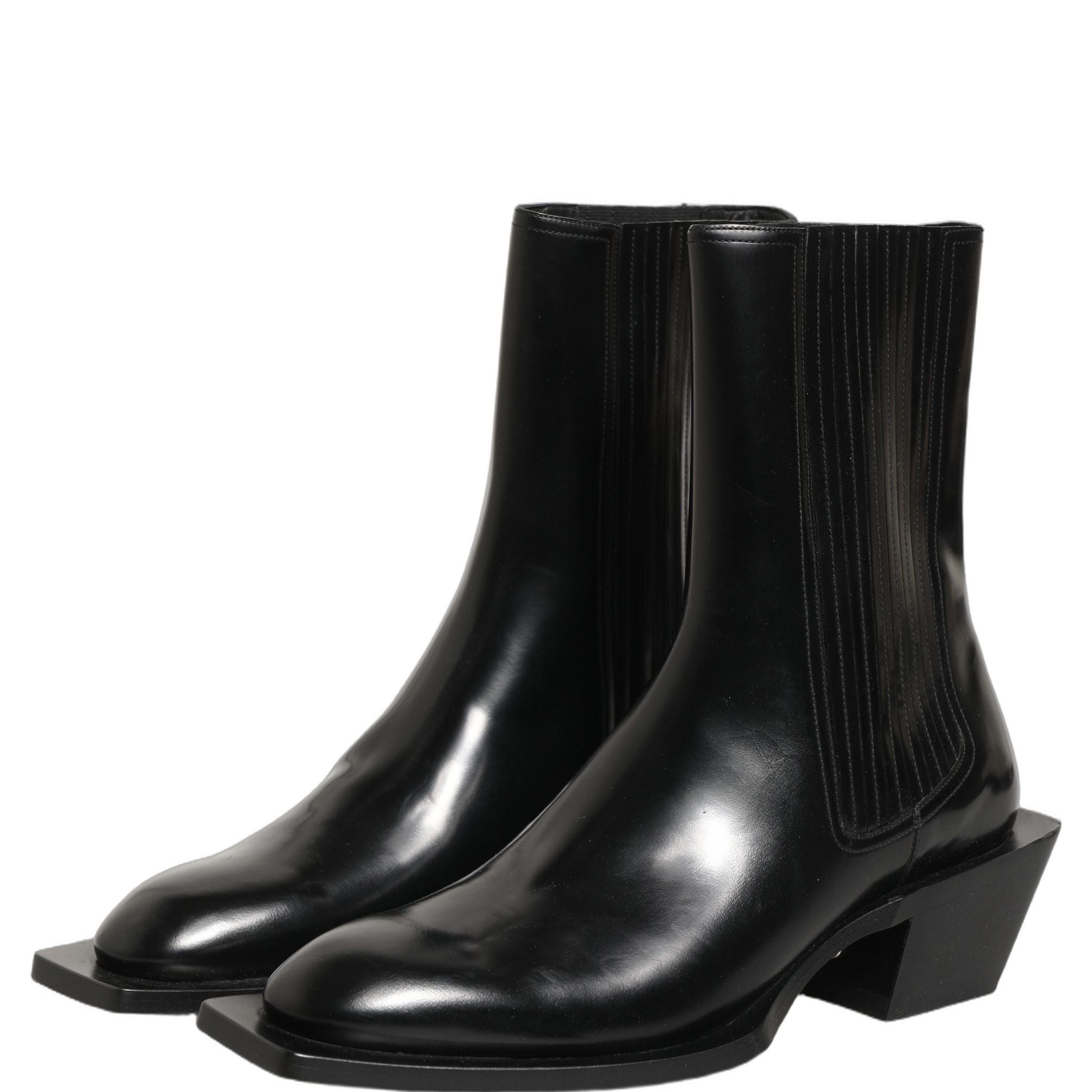 Dolce & Gabbana Black Leather Chelsea Mid Calf Boots Shoes
