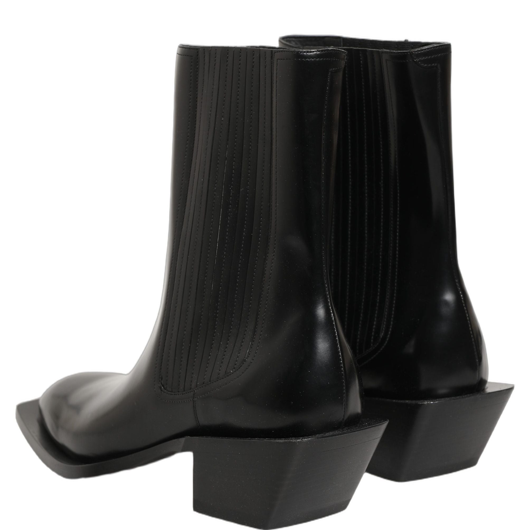 Dolce & Gabbana Black Leather Chelsea Mid Calf Boots Shoes
