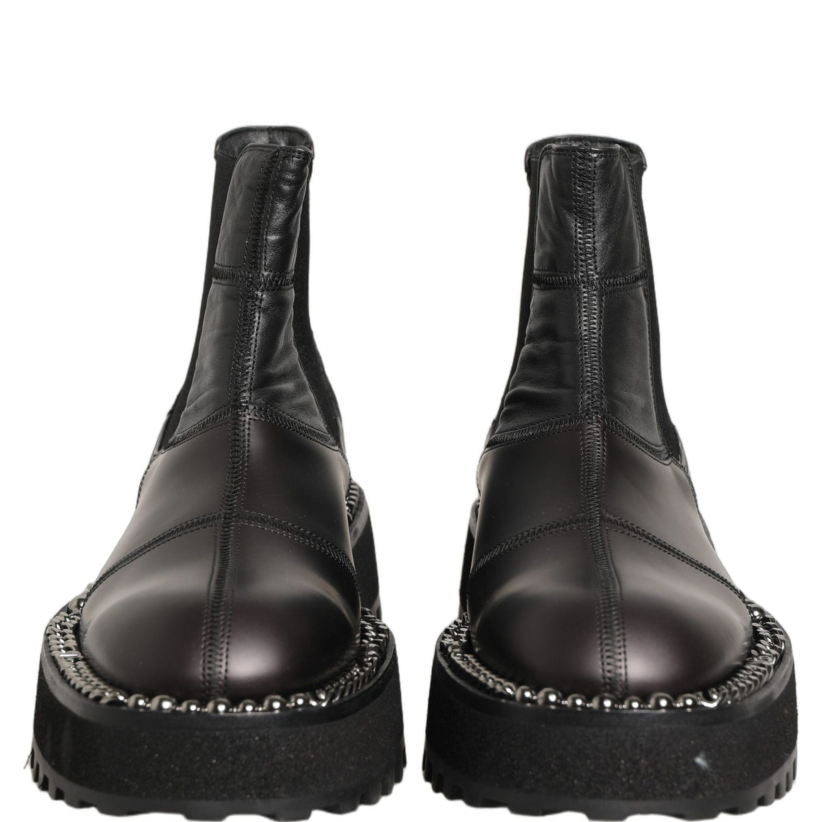 Dolce & Gabbana Black Chelsea Boots Leather Slip On Men Shoes