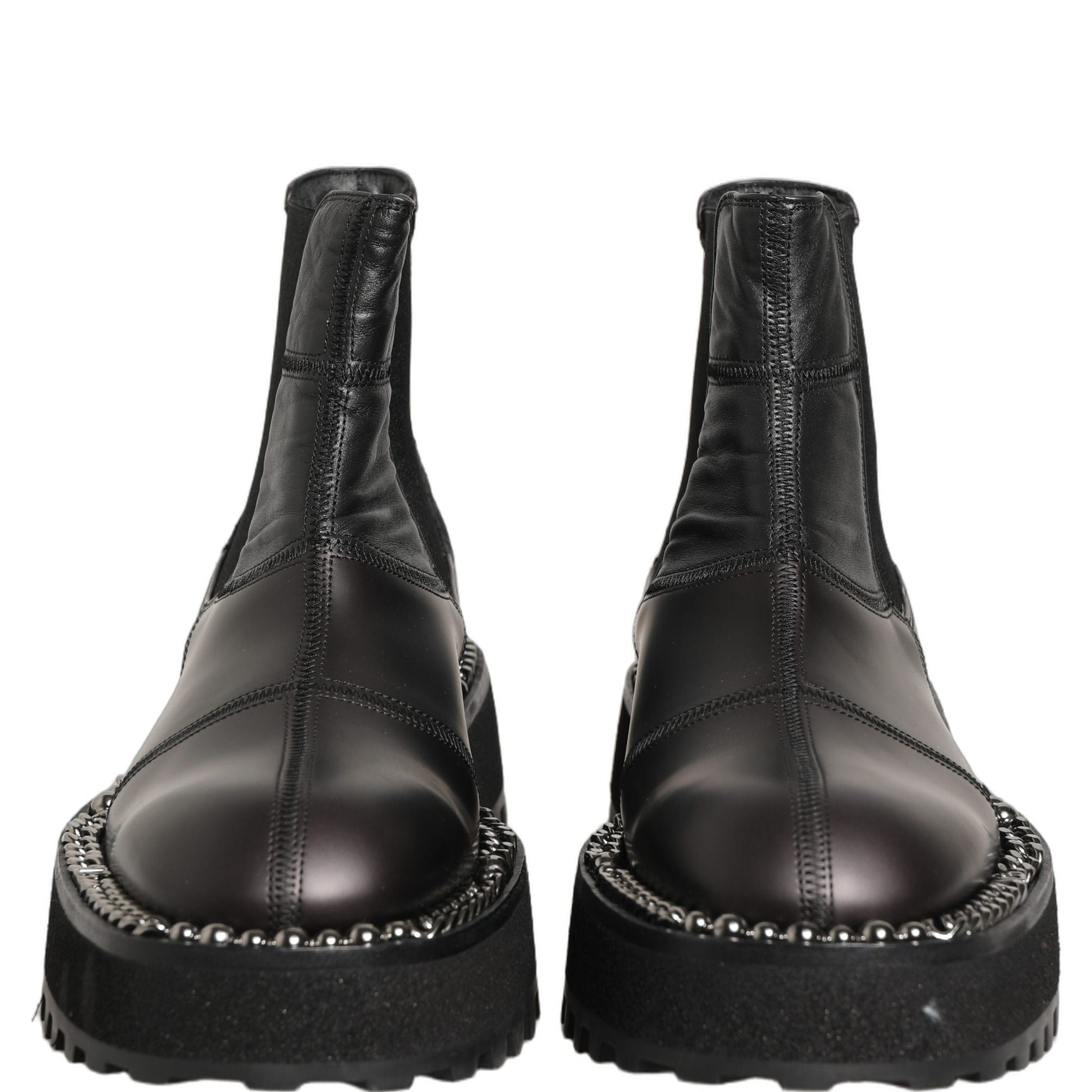 Dolce & Gabbana Black Chelsea Boots Leather Slip On Men Shoes
