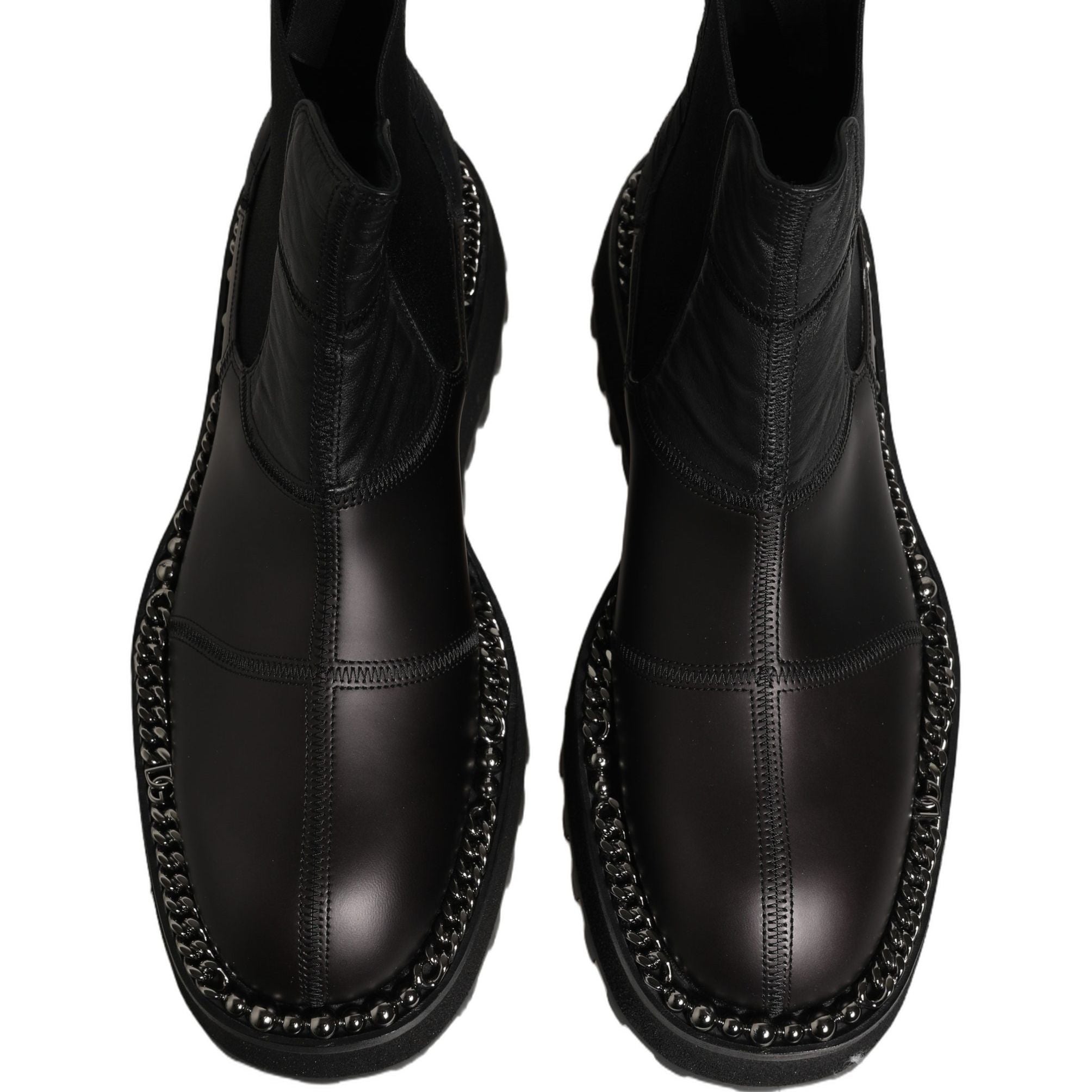 Dolce & Gabbana Black Chelsea Boots Leather Slip On Men Shoes