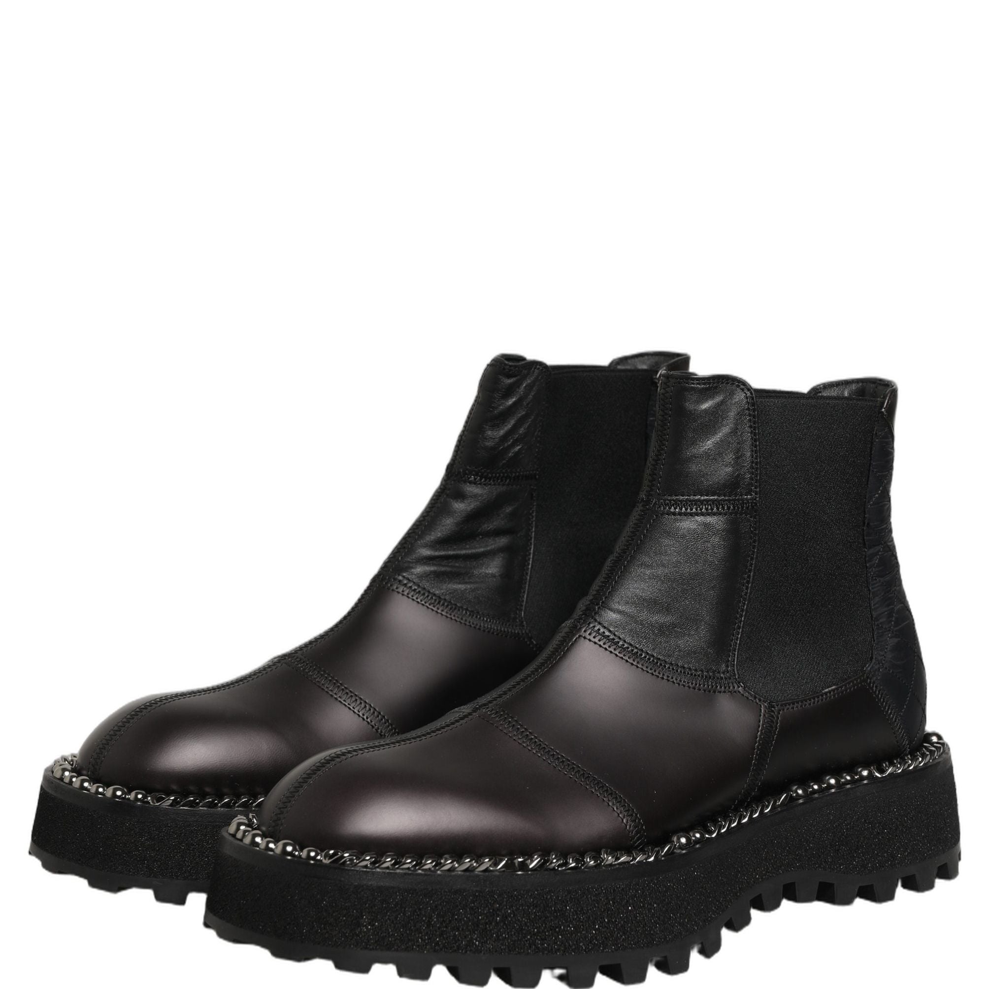 Dolce & Gabbana Black Chelsea Boots Leather Slip On Men Shoes