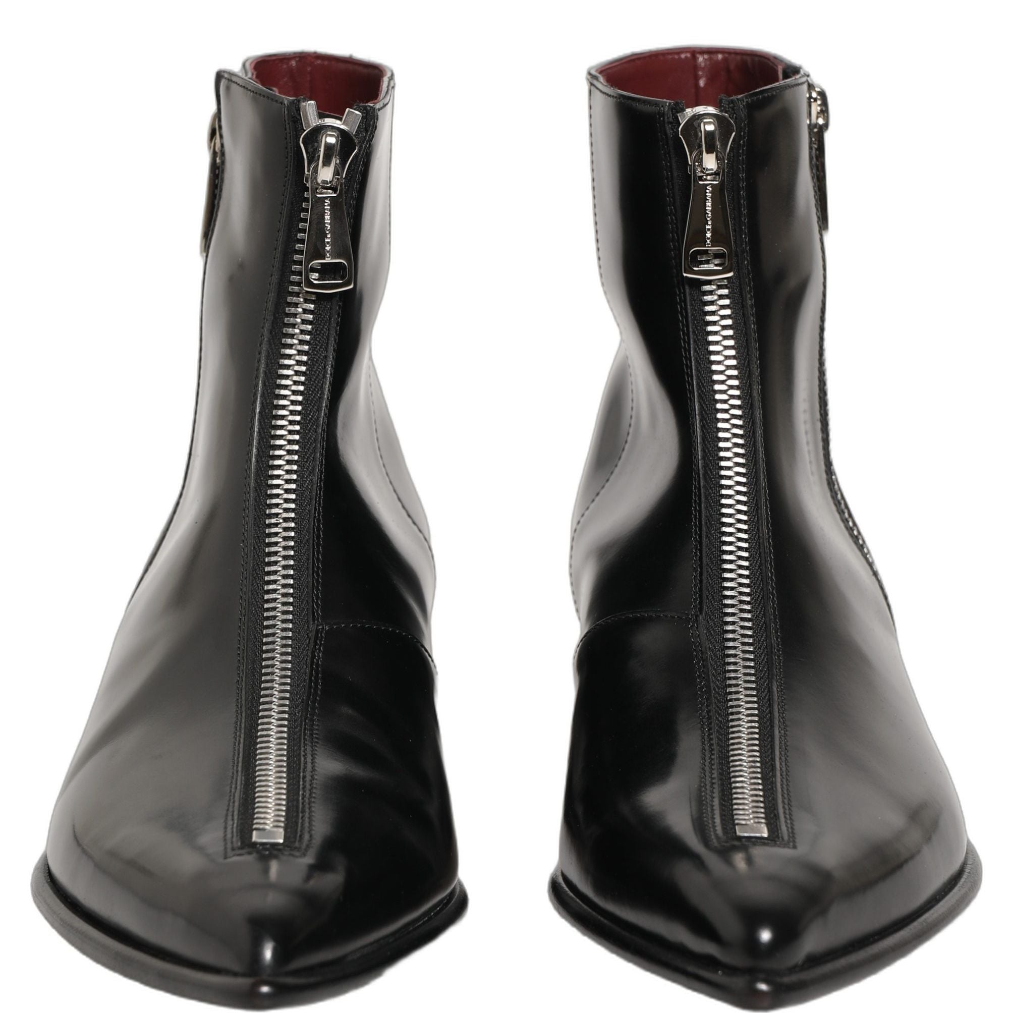 Dolce & Gabbana Black Leather Zipper Mid Calf Men Boots Shoes