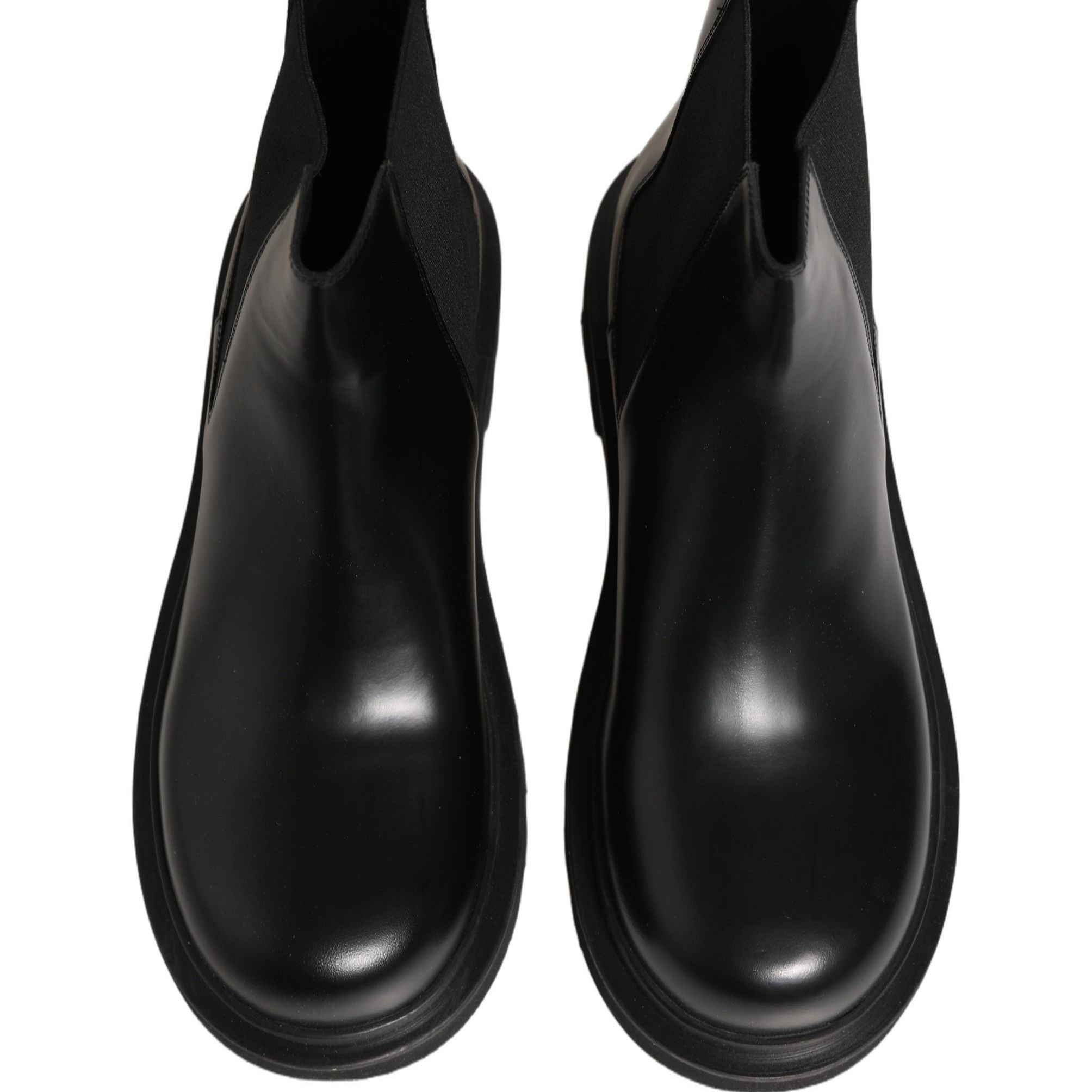 Dolce & Gabbana Black Chelsea Boots Leather Slip On Men Shoes