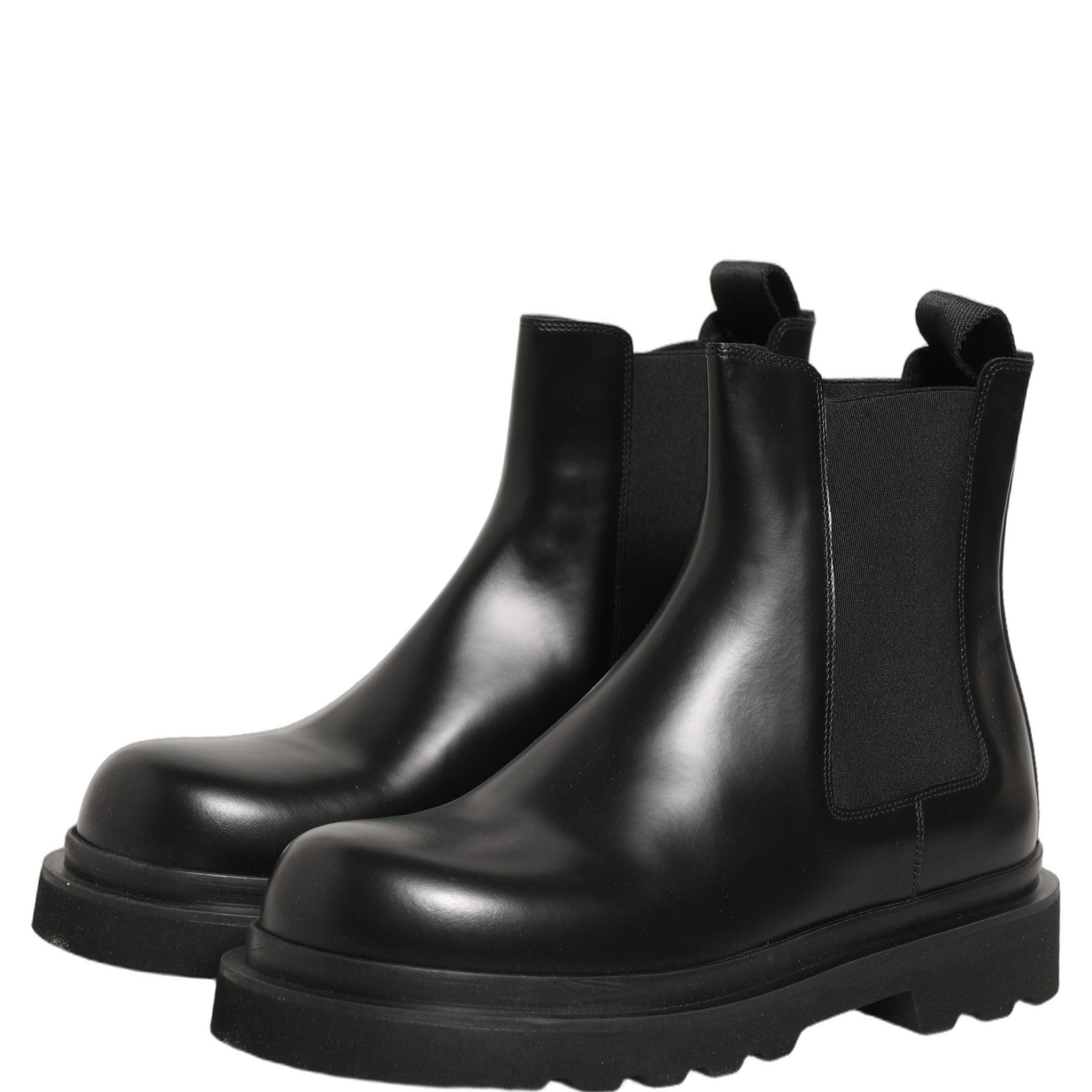 Dolce & Gabbana Black Chelsea Boots Leather Slip On Men Shoes