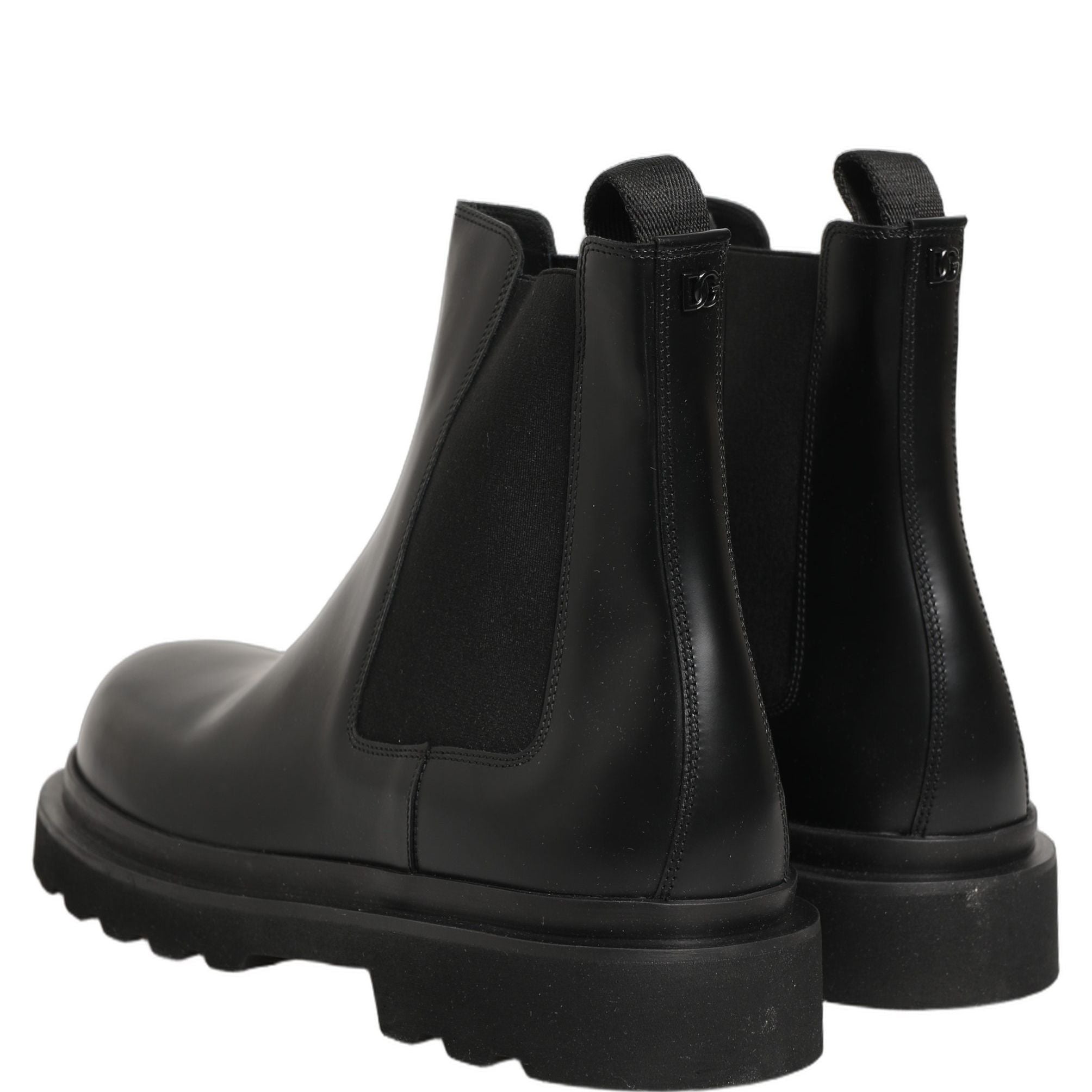 Dolce & Gabbana Black Chelsea Boots Leather Slip On Men Shoes
