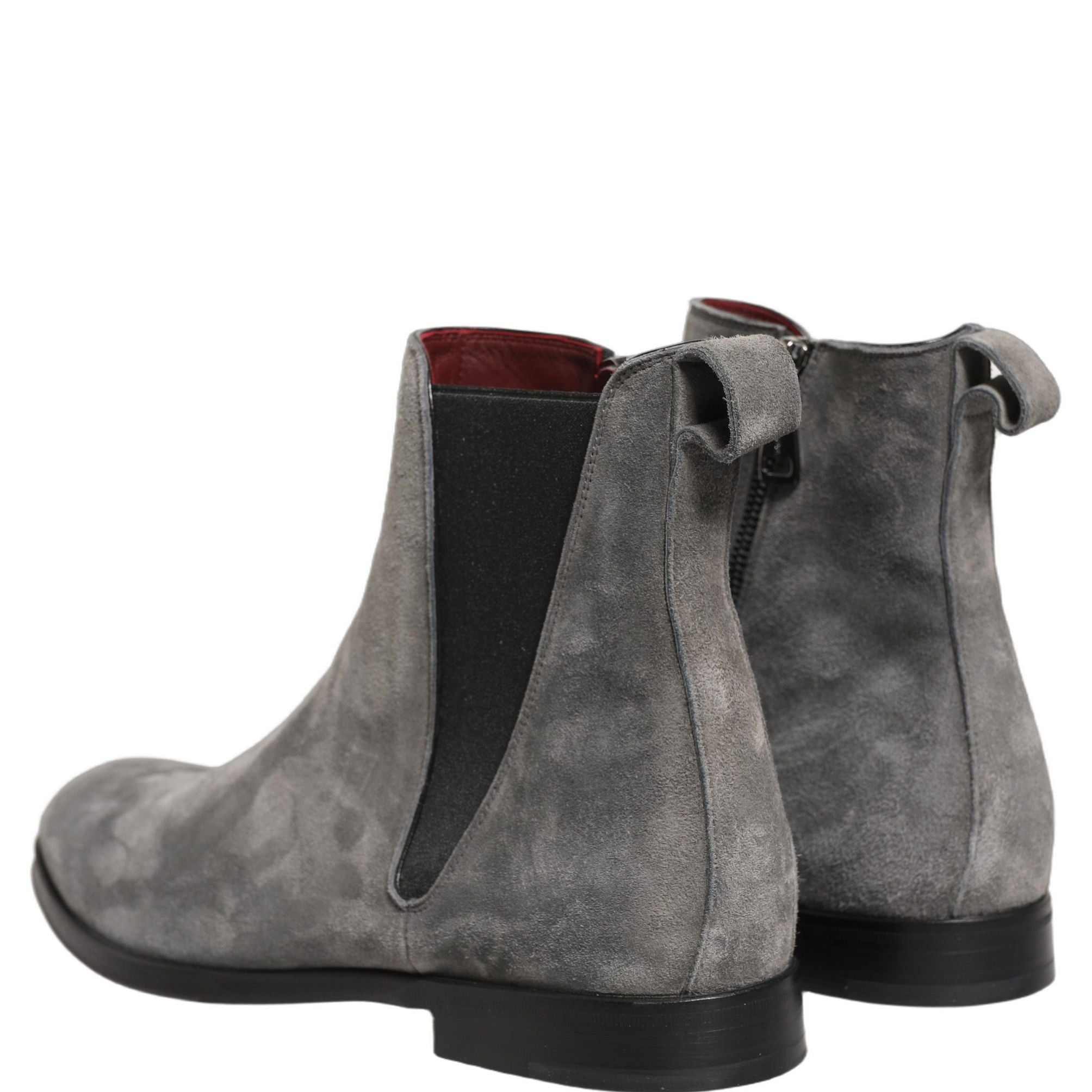 Dolce & Gabbana Gray Suede Leather Chelsea Boots Shoes