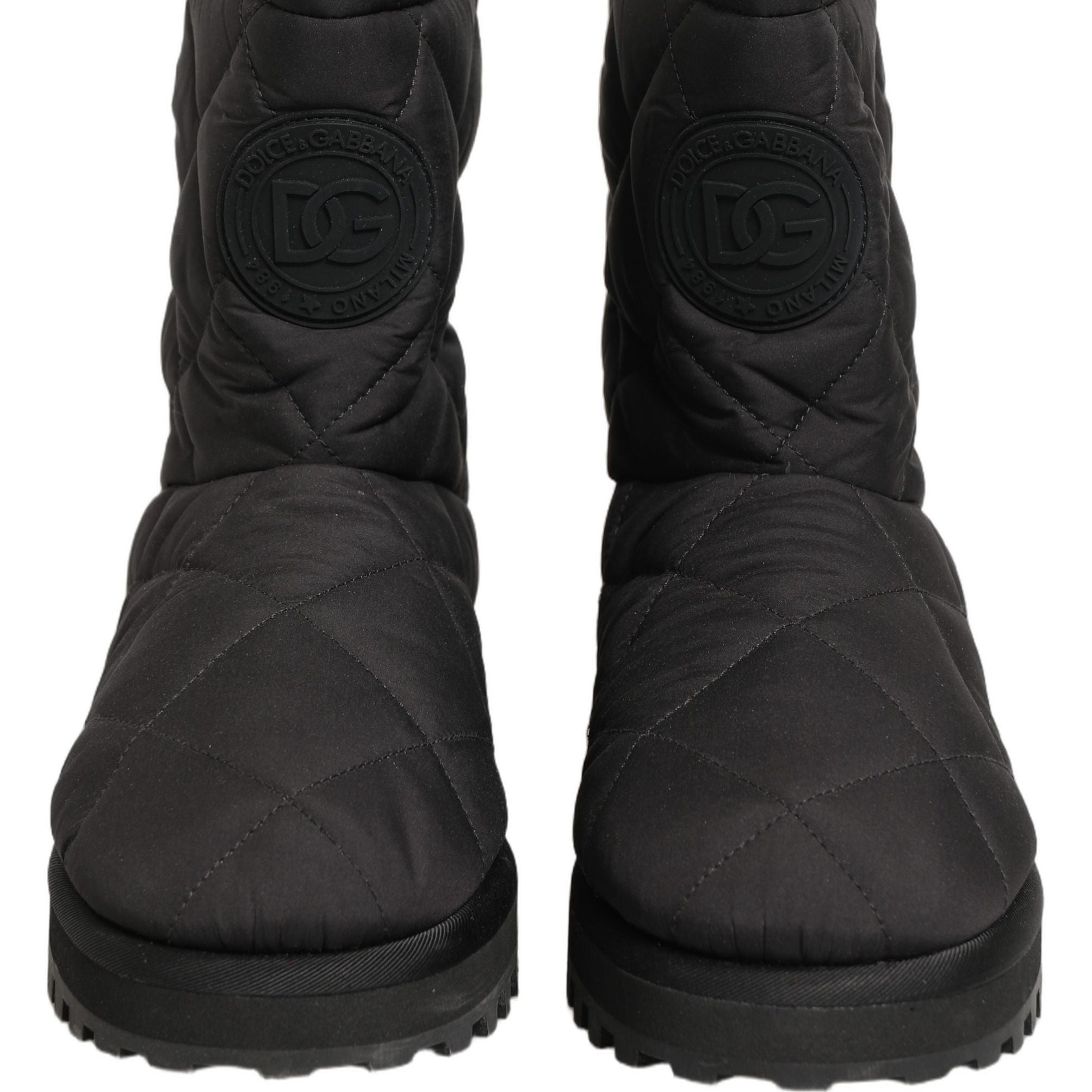 Dolce & Gabbana Black Quilted Effect Mid Calf Boots Shoes