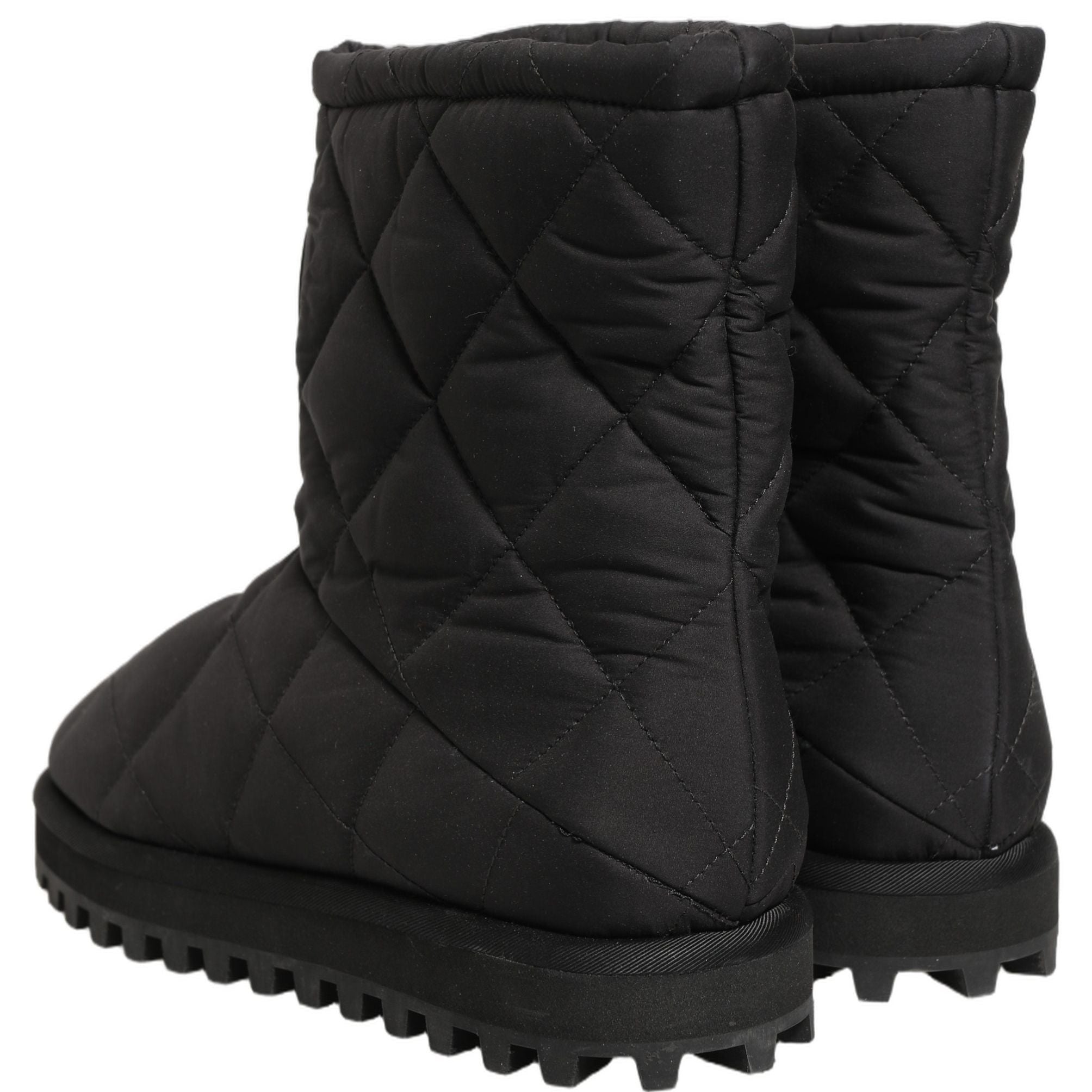 Dolce & Gabbana Black Quilted Effect Mid Calf Boots Shoes