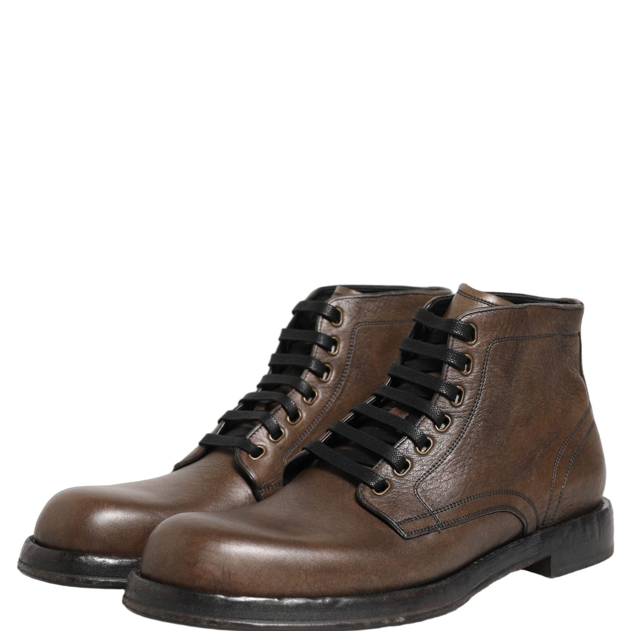 Dolce & Gabbana Brown Perugino Leather Men Ankle Boots Shoes
