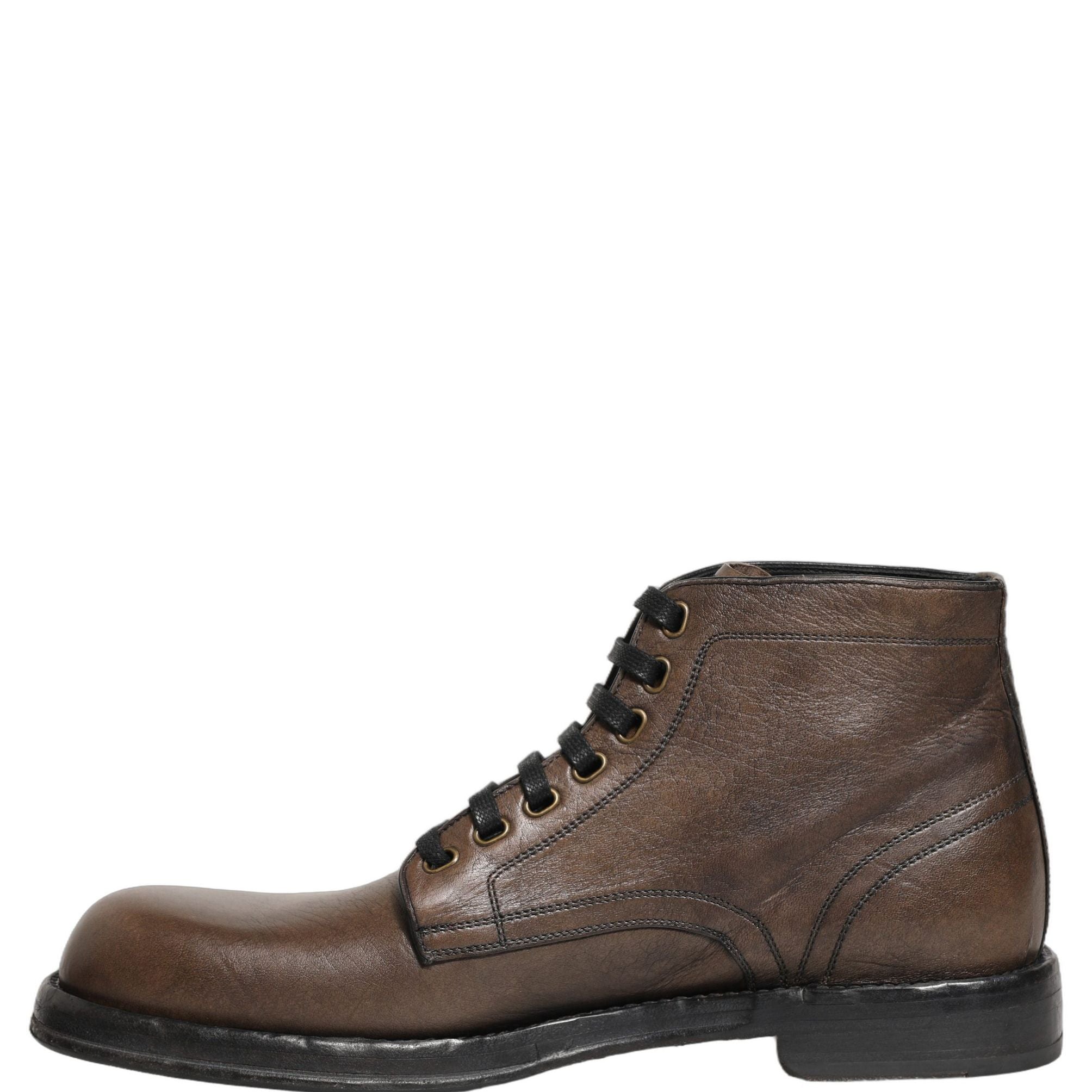 Dolce & Gabbana Brown Perugino Leather Men Ankle Boots Shoes