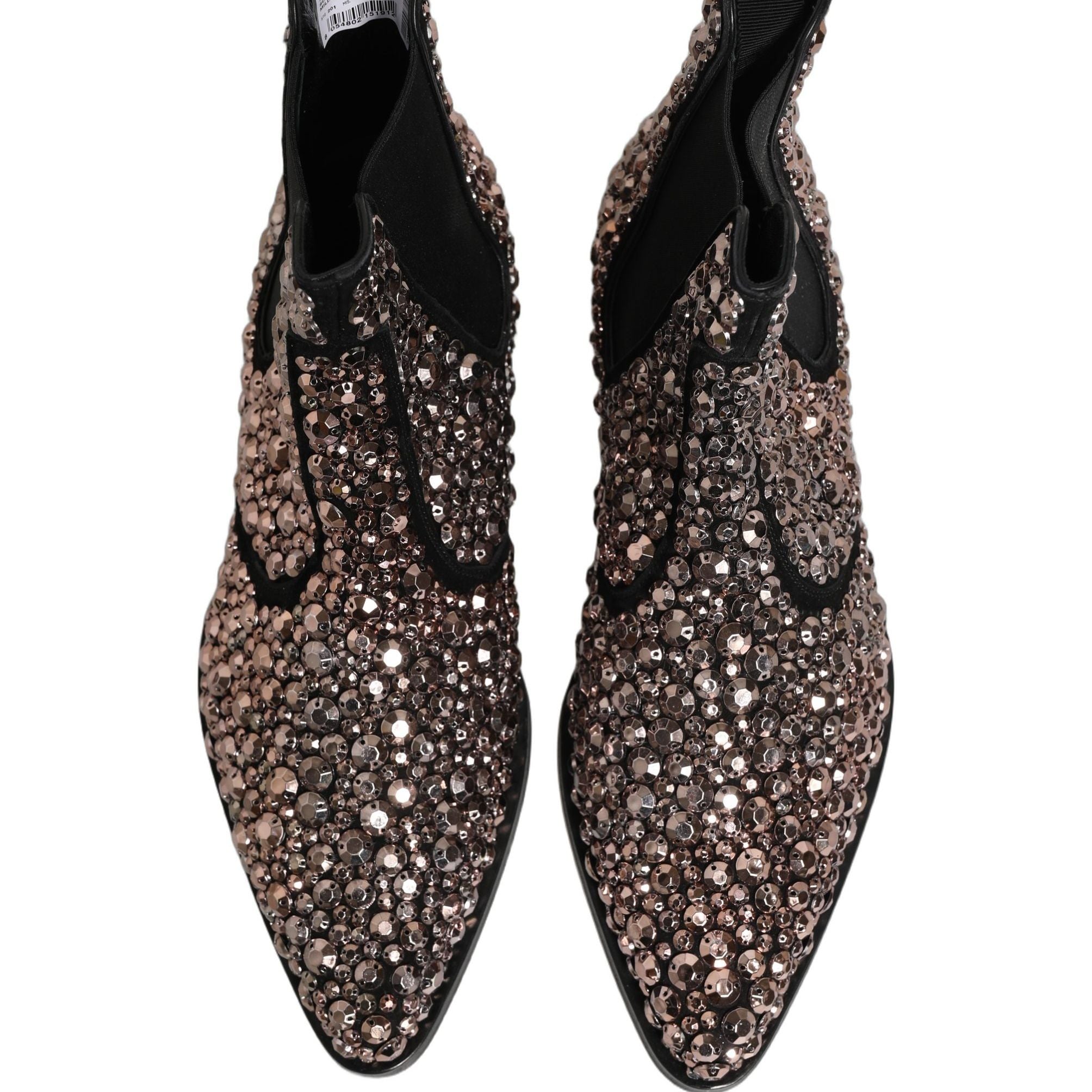 Dolce & Gabbana Silver Embellished Chelsea Ankle Boots Shoes