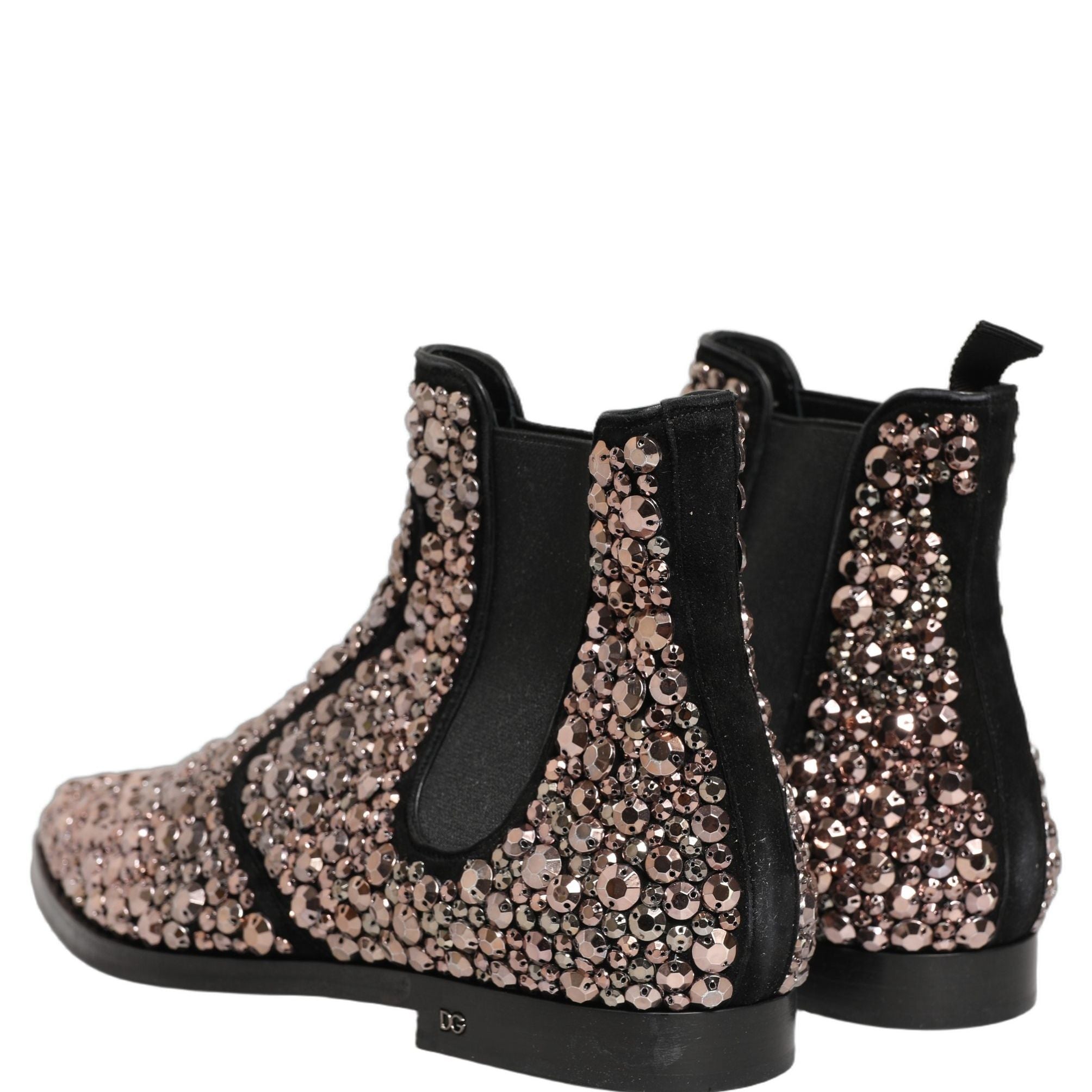 Dolce & Gabbana Silver Embellished Chelsea Ankle Boots Shoes