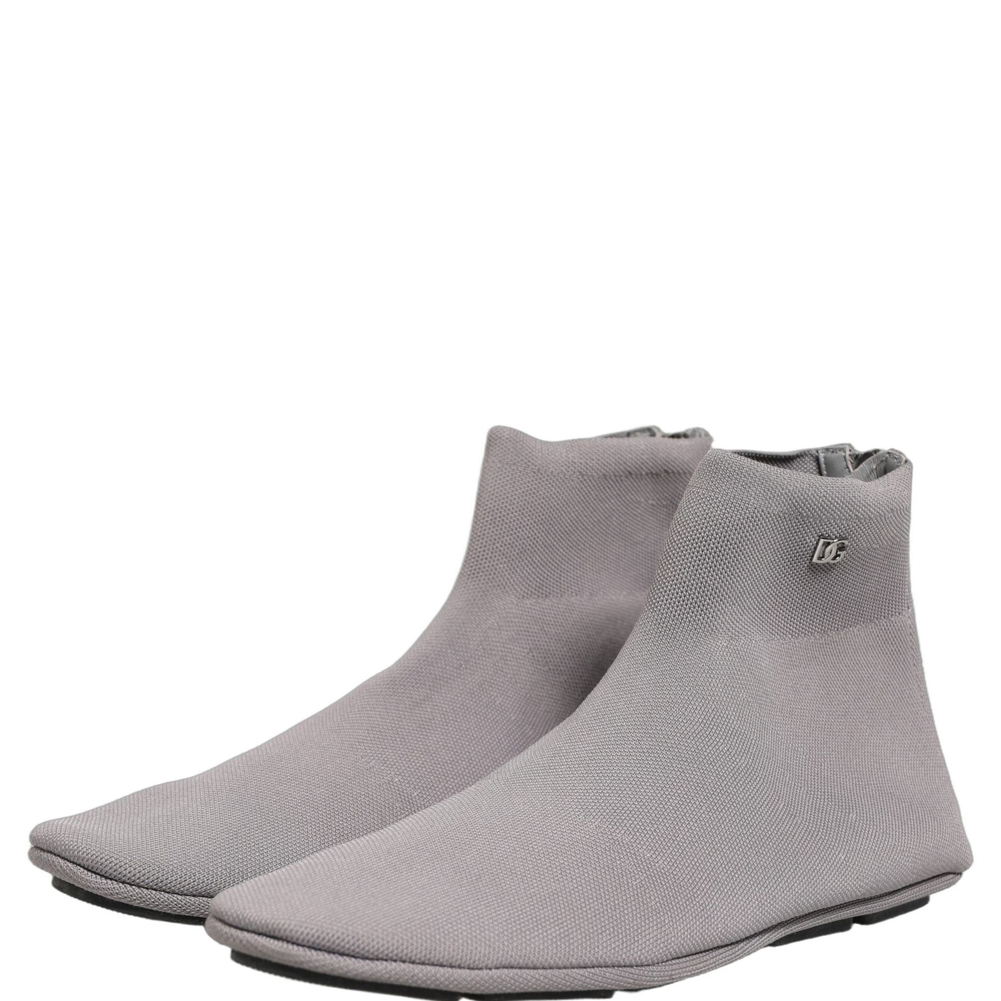 Dolce & Gabbana Gray Stretch Mesh Men Ankle Boots Shoes