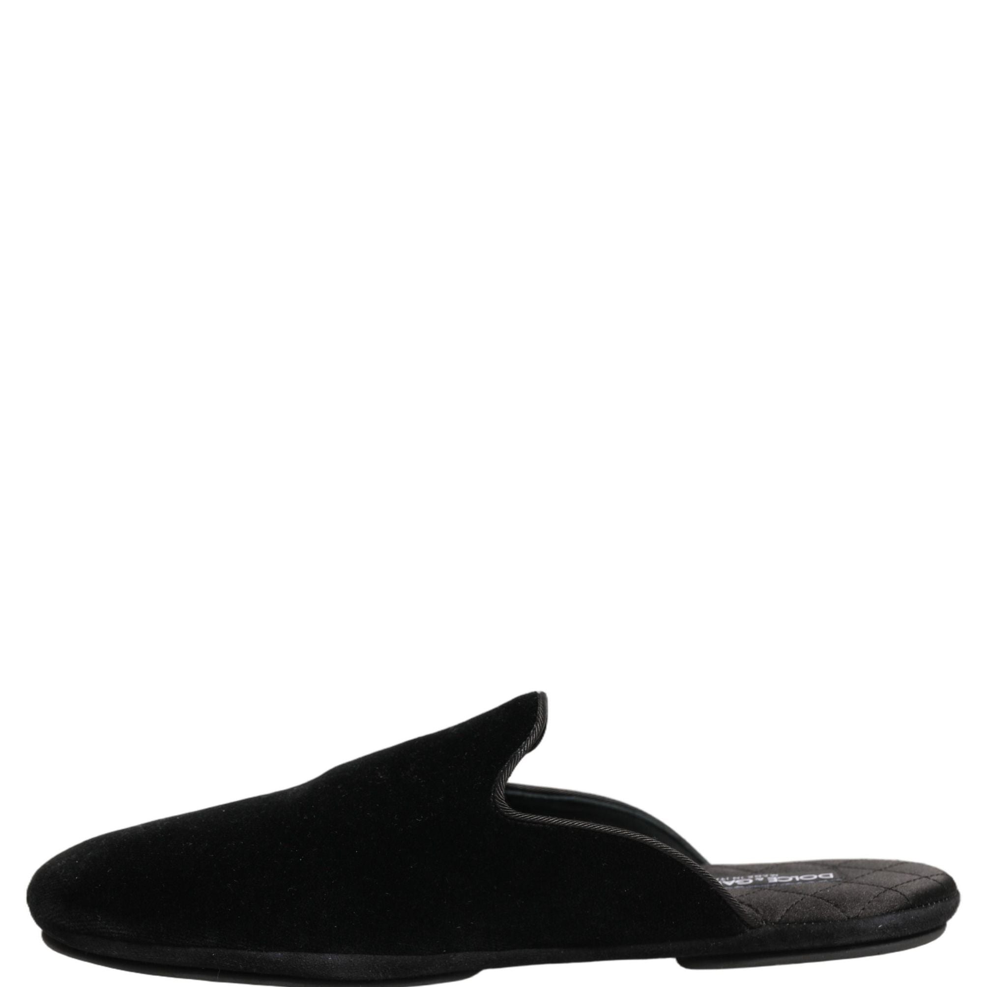 Dolce & Gabbana Black Suede Slides Flat Slipper Men Shoes