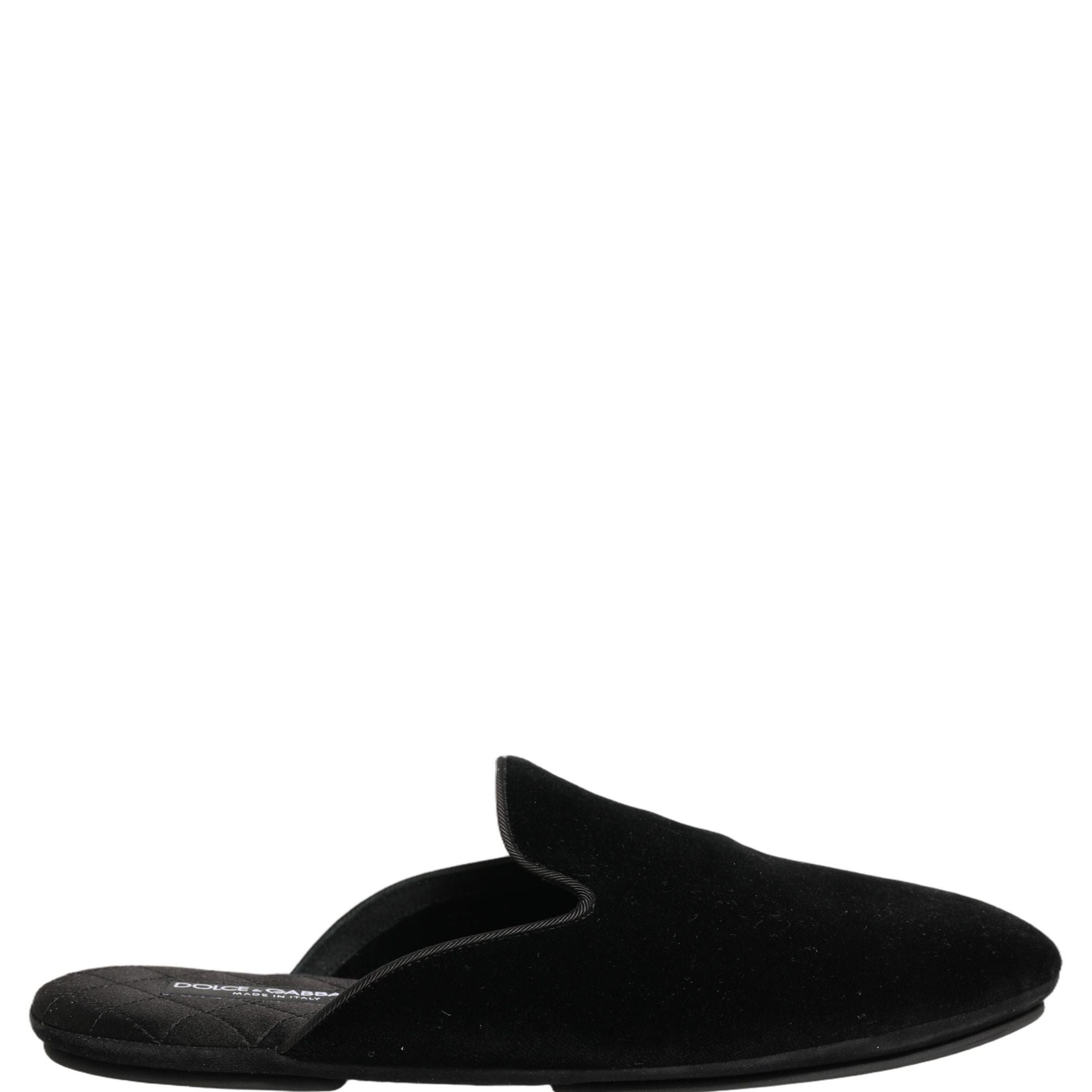 Dolce & Gabbana Black Suede Slides Flat Slipper Men Shoes