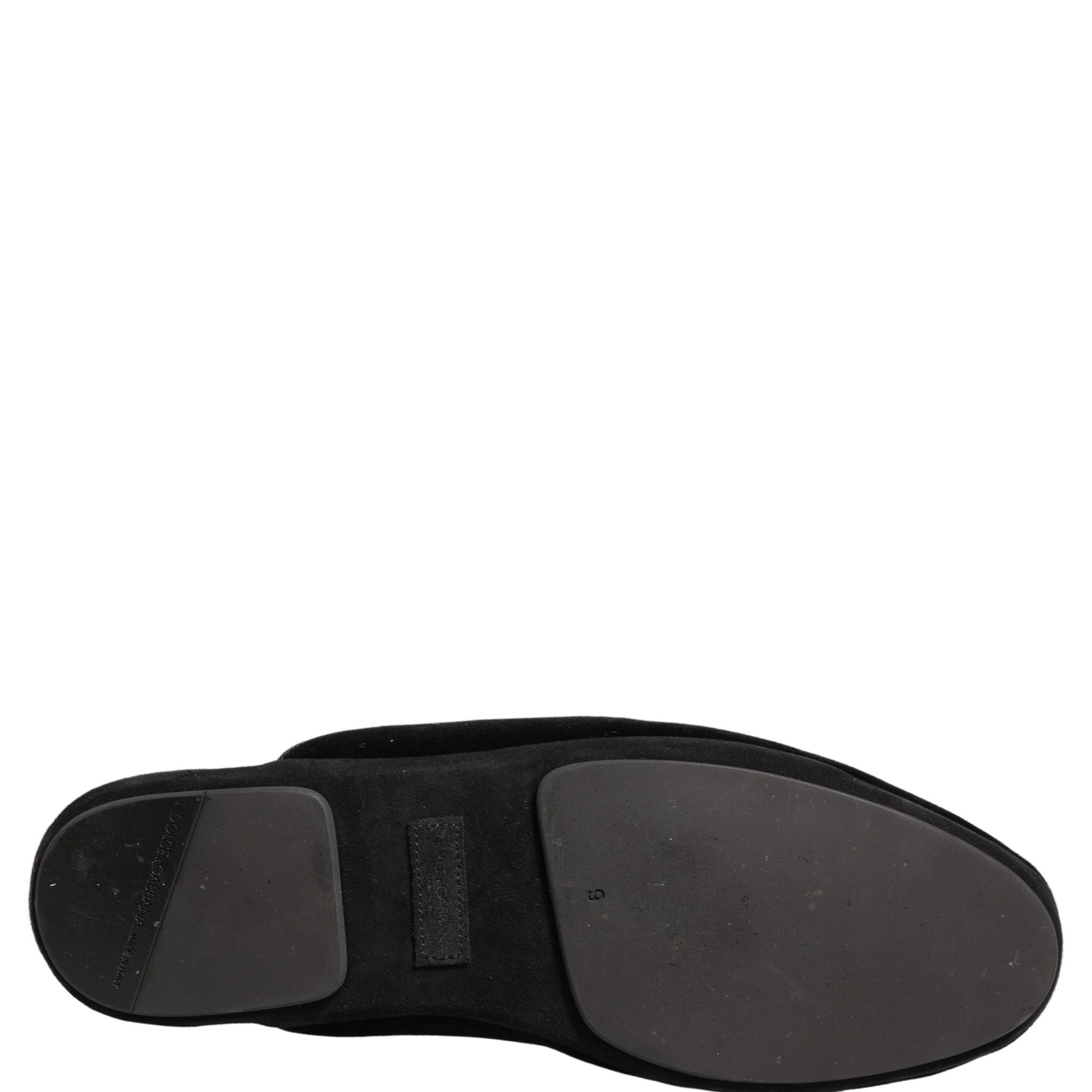 Dolce & Gabbana Black Suede Slides Flat Slipper Men Shoes