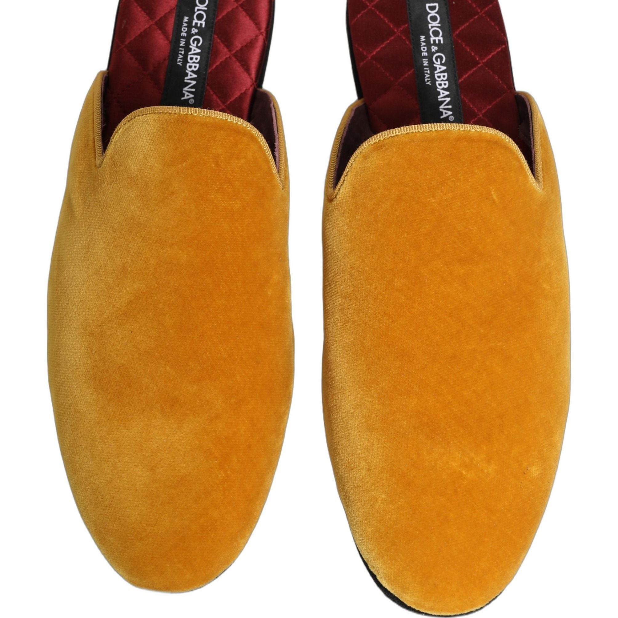 Dolce & Gabbana Yellow Suede Slides Flat Slipper Men Shoes