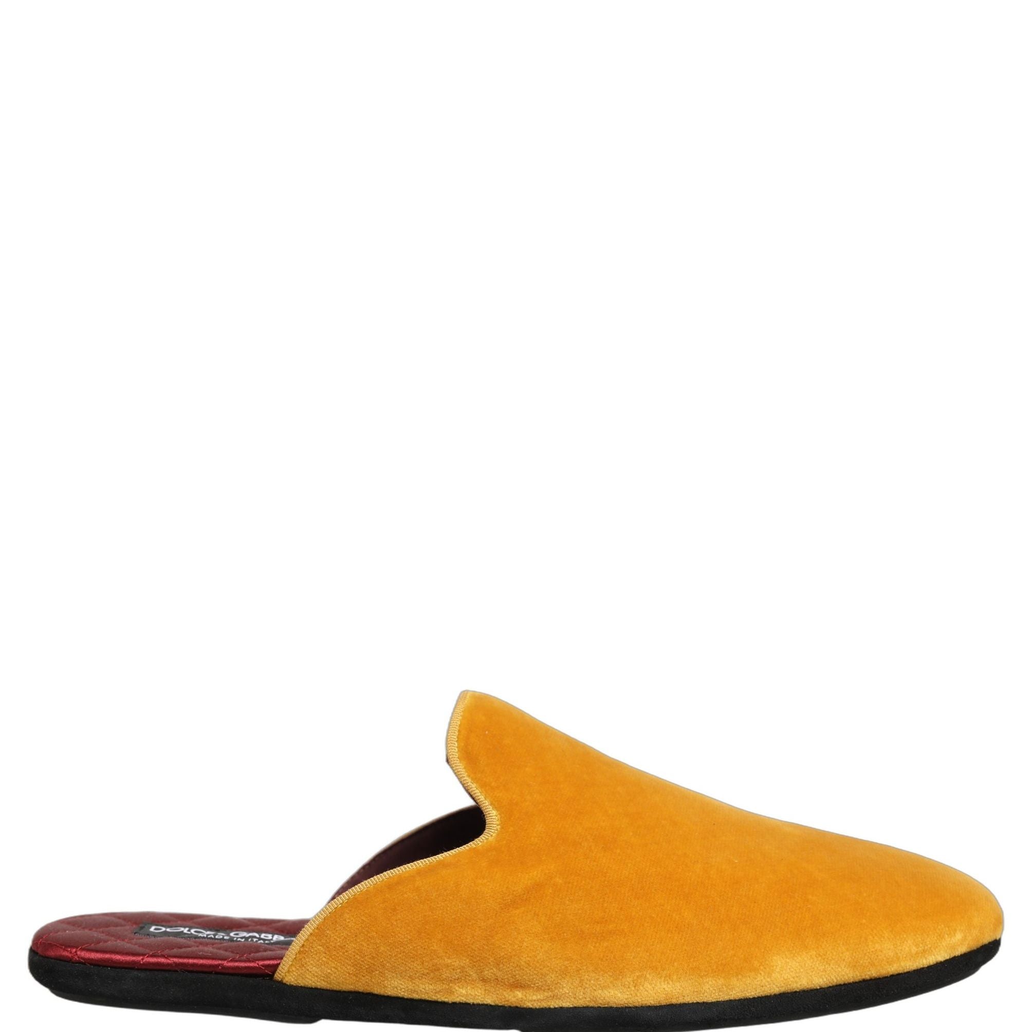 Dolce & Gabbana Yellow Suede Slides Flat Slipper Men Shoes
