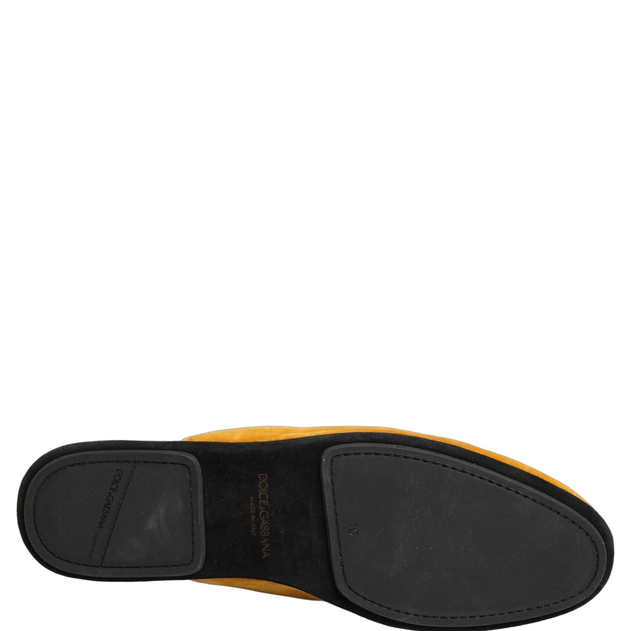 Dolce & Gabbana Yellow Suede Slides Flat Slipper Men Shoes