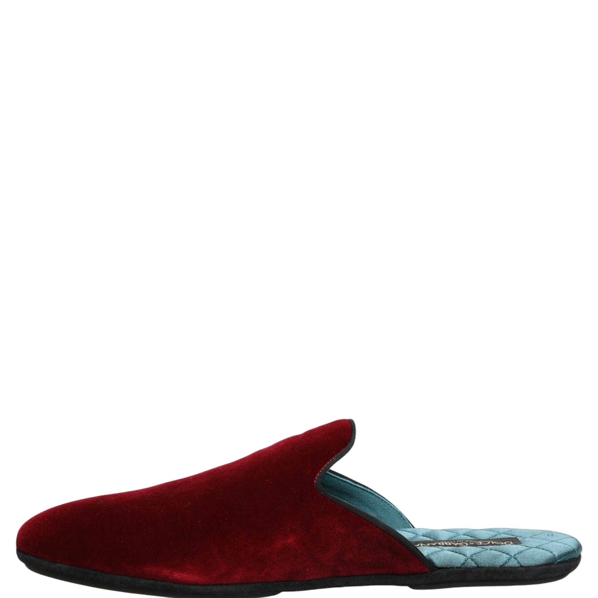 Dolce & Gabbana Red Suede Slides Flat Slipper Men Shoes