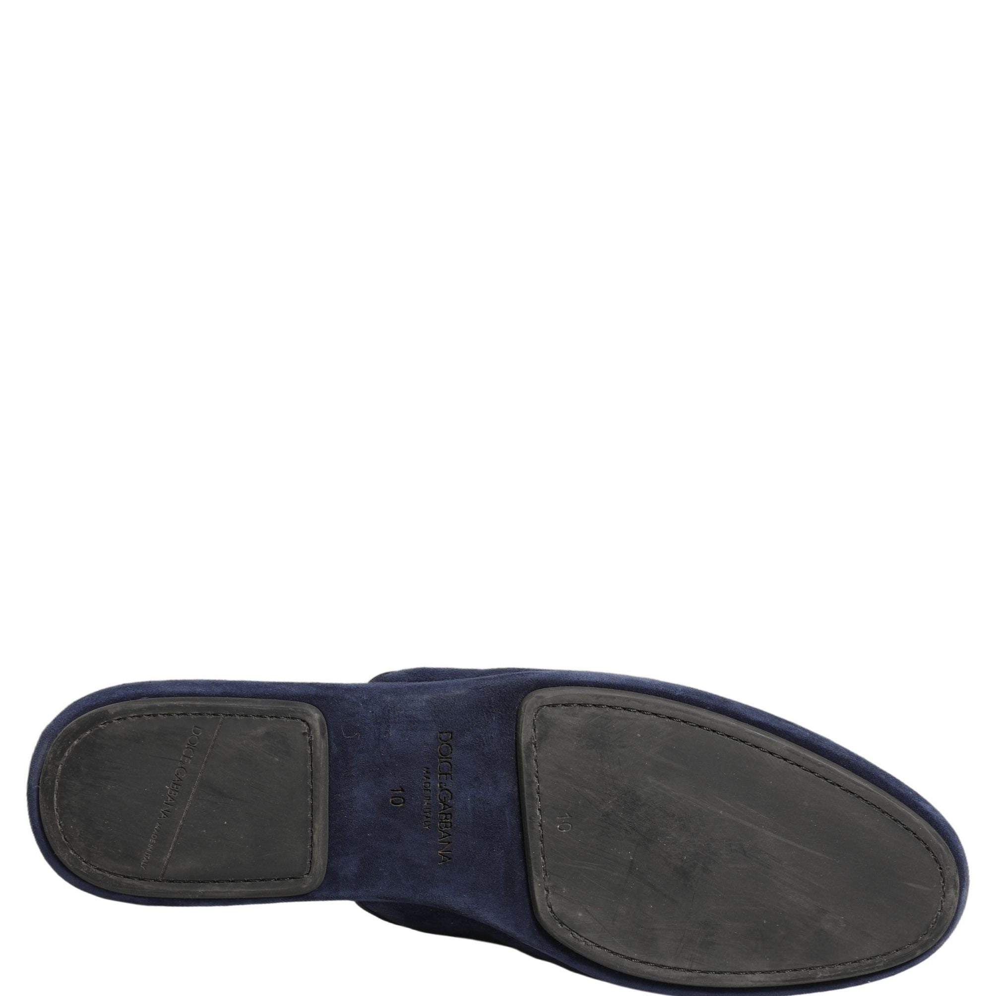 Dolce & Gabbana Blue Suede Slides Flat Slipper Men Shoes