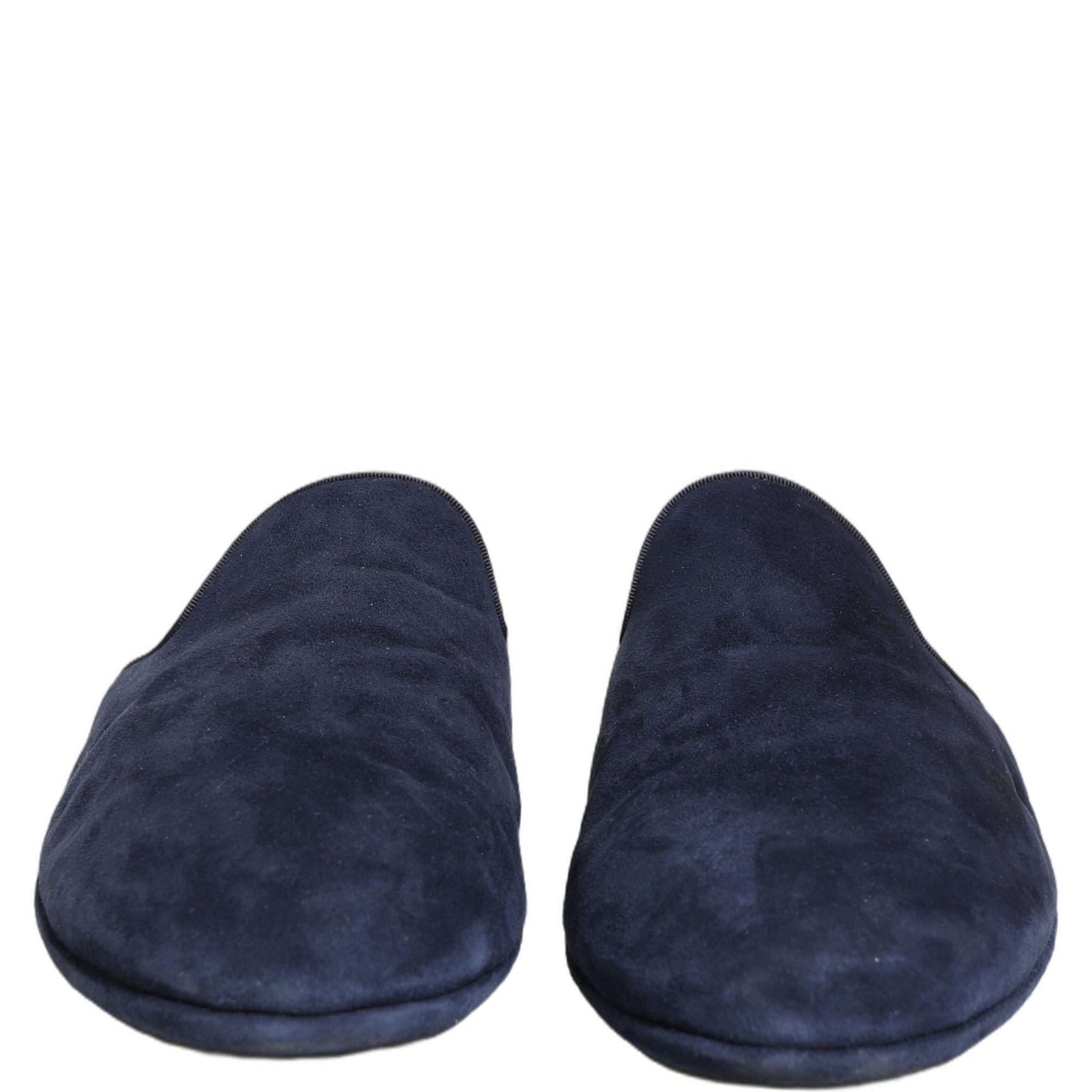Dolce & Gabbana Blue Suede Slides Flat Slipper Men Shoes