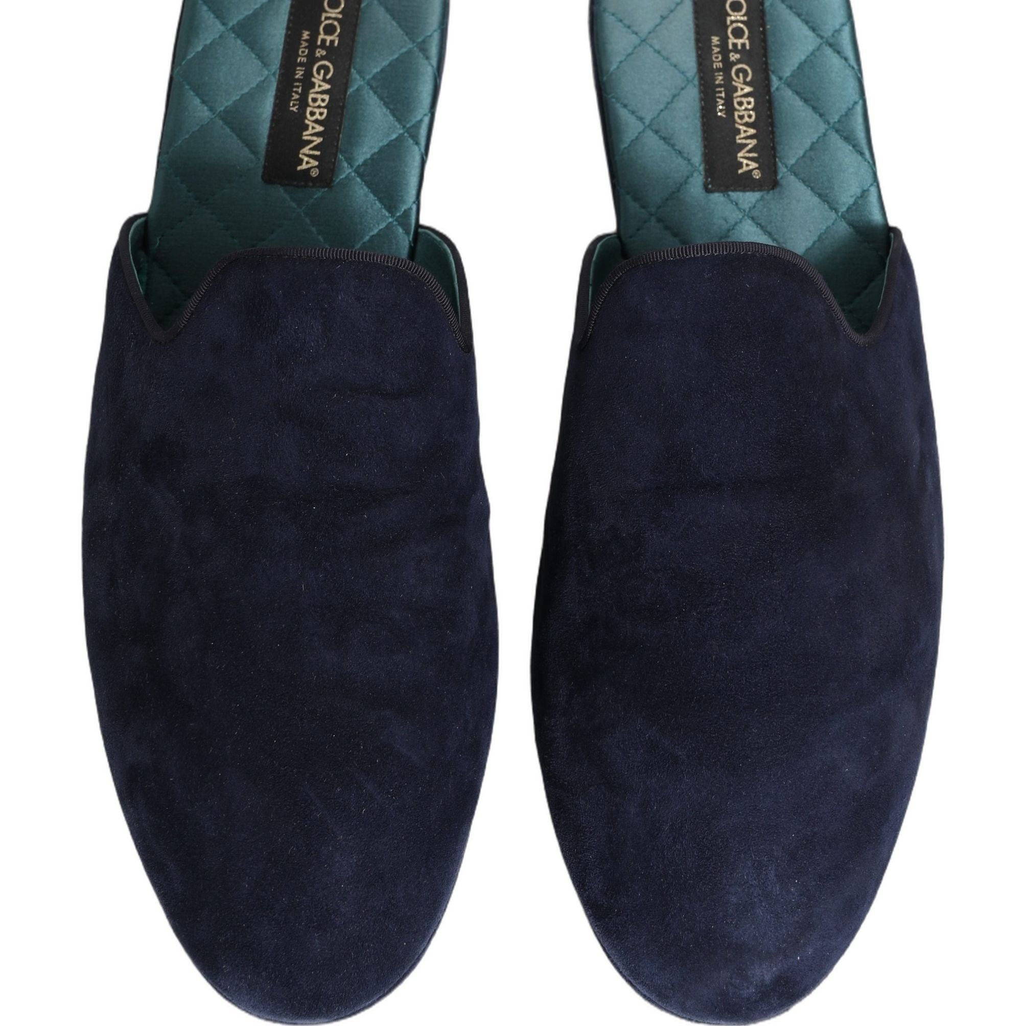 Dolce & Gabbana Blue Suede Slides Flat Slipper Men Shoes
